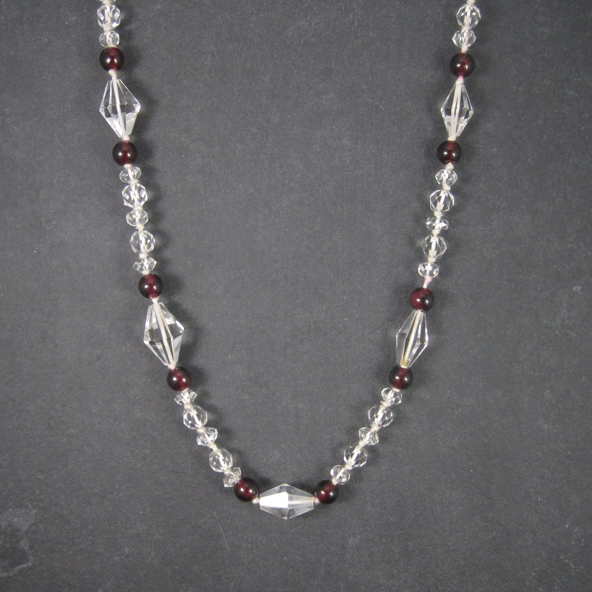 Vintage 14K Garnet Crystal Necklace 33 Inches