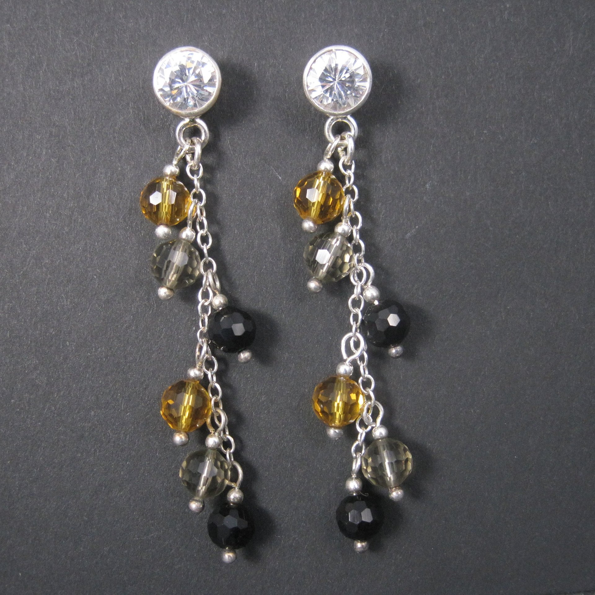 Earthy Sterling Crystal Dangle Earrings