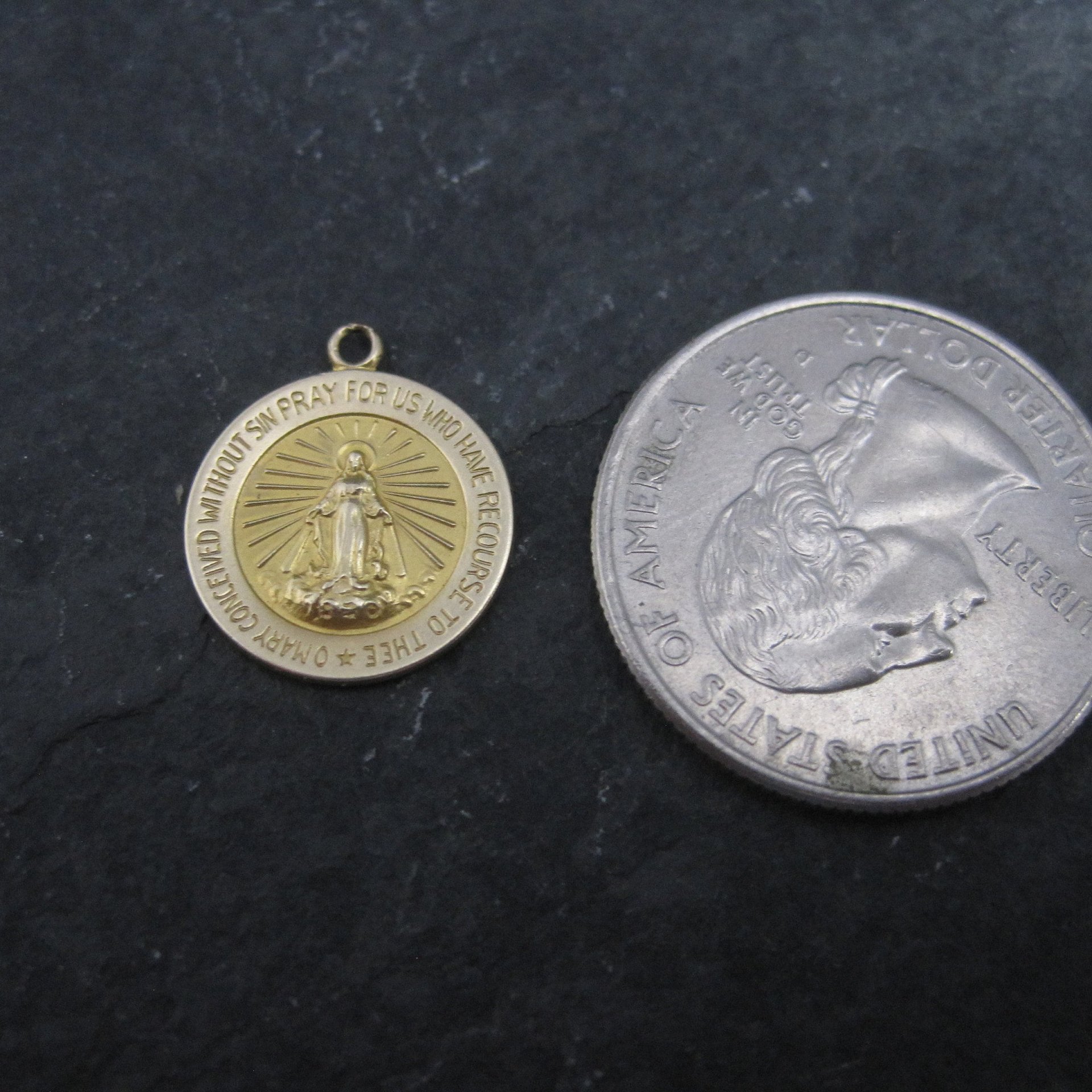 Vintage 14K Mary Sacred Heart Charm