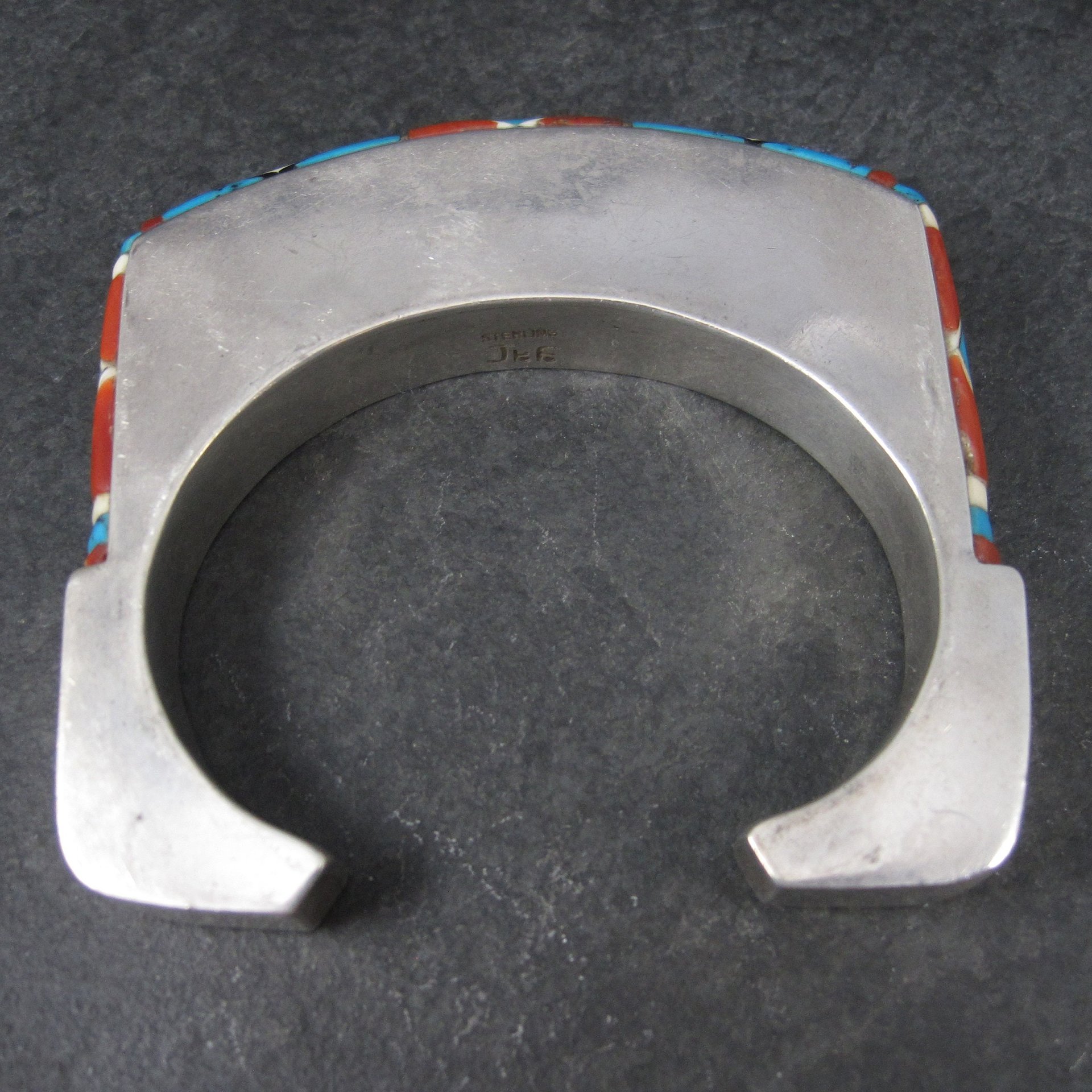 Vintage Native American Inlay Cuff Bracelet 7 Inches