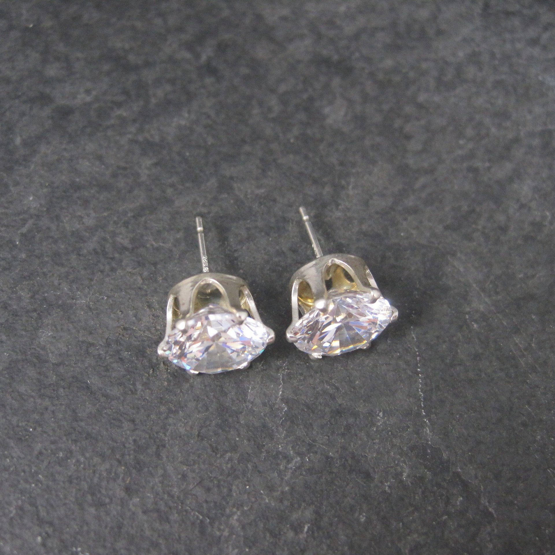 April Birthstone Cz Sterling Stud Earrings 8 mm