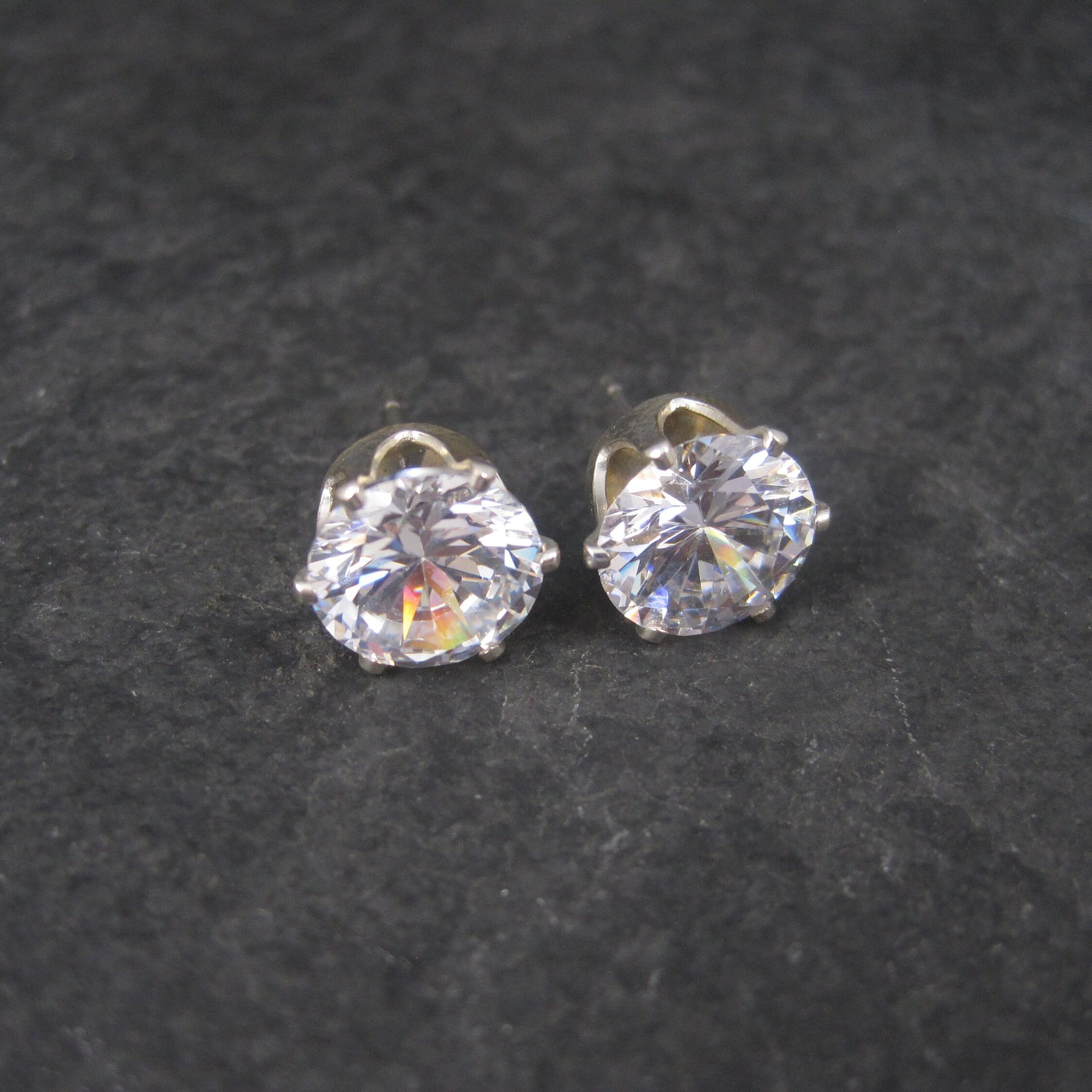 April Birthstone Cz Sterling Stud Earrings 8 mm