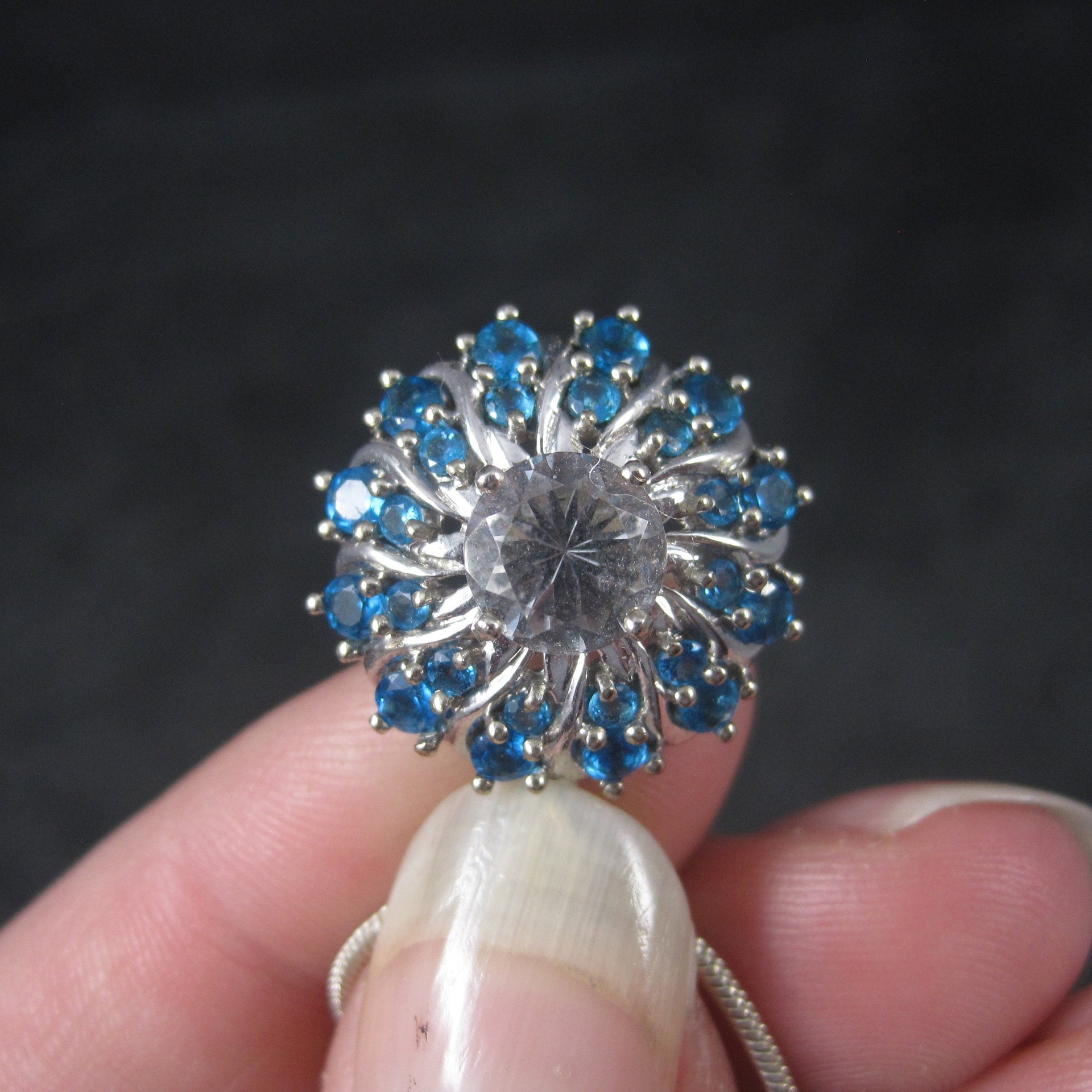 Vintage 10K Aquamarine Apatite Pendant Necklace Chuck Clemency