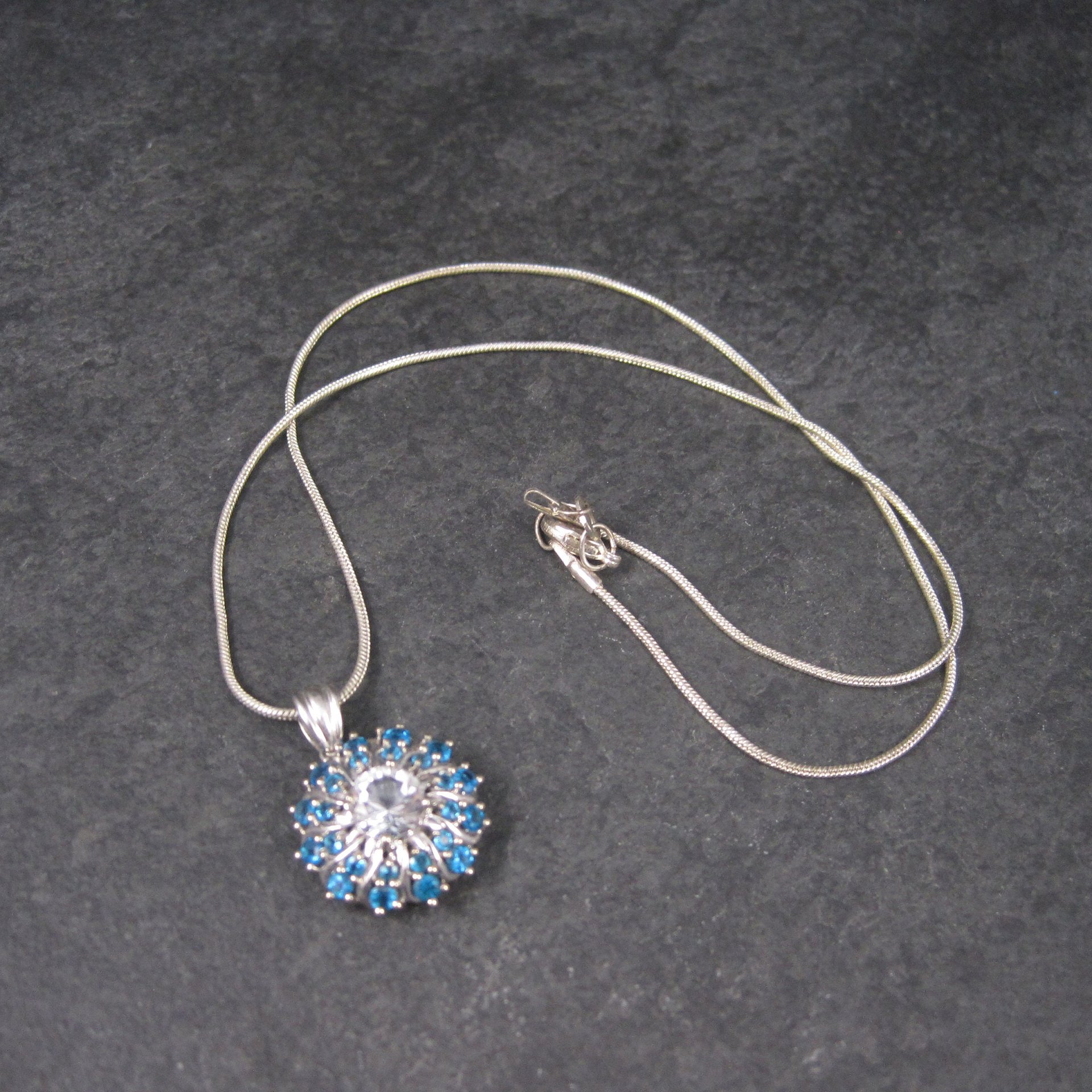 Vintage 10K Aquamarine Apatite Pendant Necklace Chuck Clemency