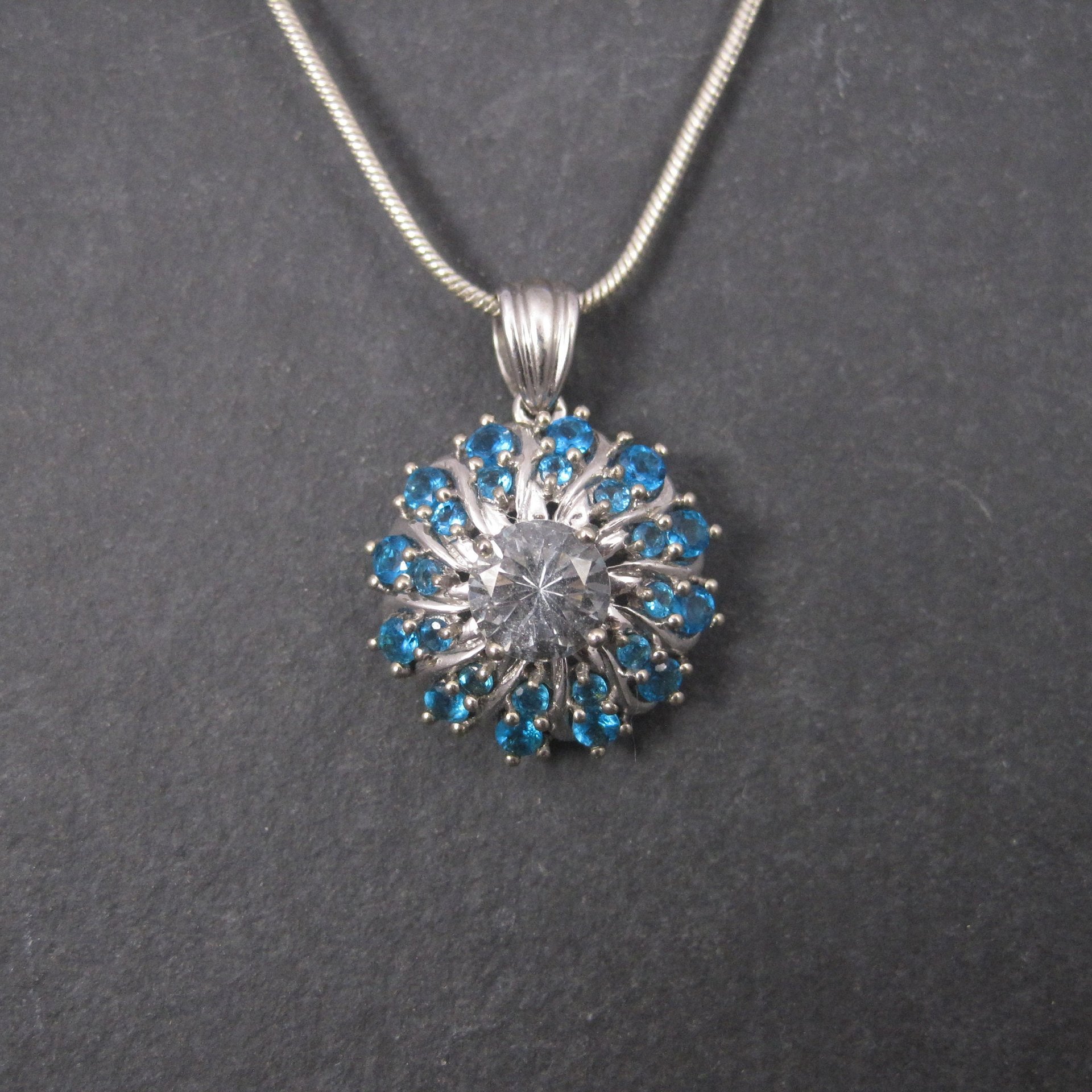 Vintage 10K Aquamarine Apatite Pendant Necklace Chuck Clemency