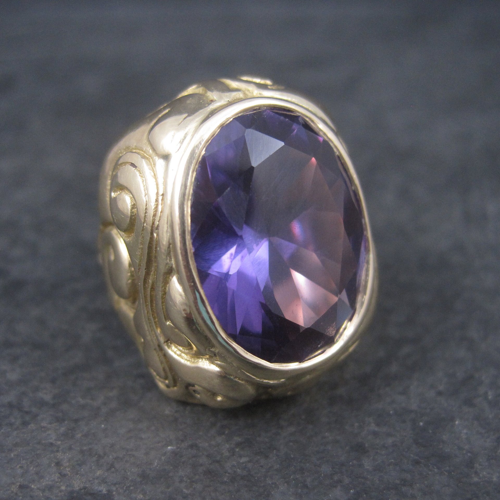 Massive Artisan Celestial 14K Color Change Sapphire Alexandrite Ring Size 8