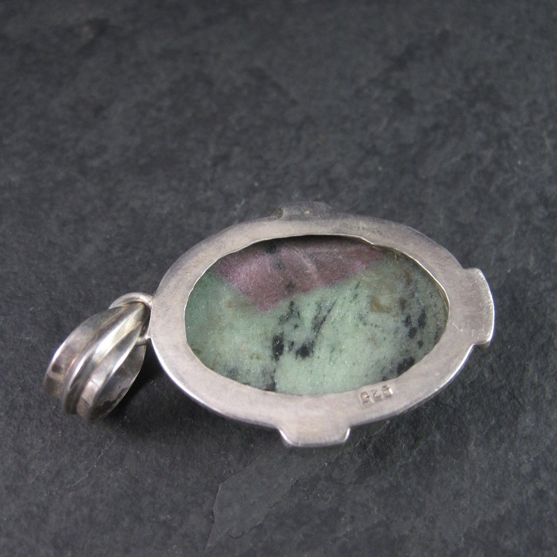 Large Sterling Ruby Zoisite Pendant