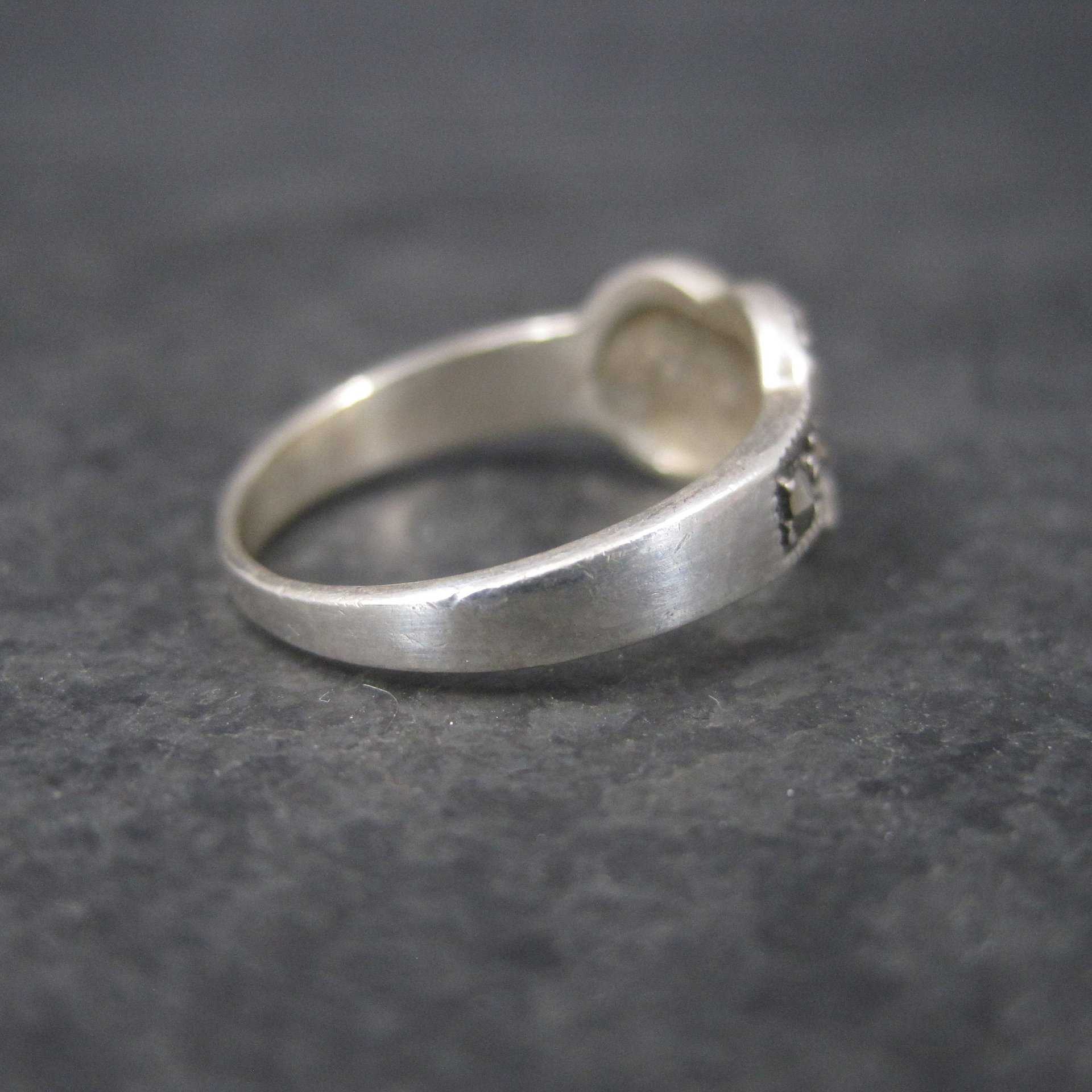 Sterling Marcasite X Kiss Ring Size 5.75 Estate Silver
