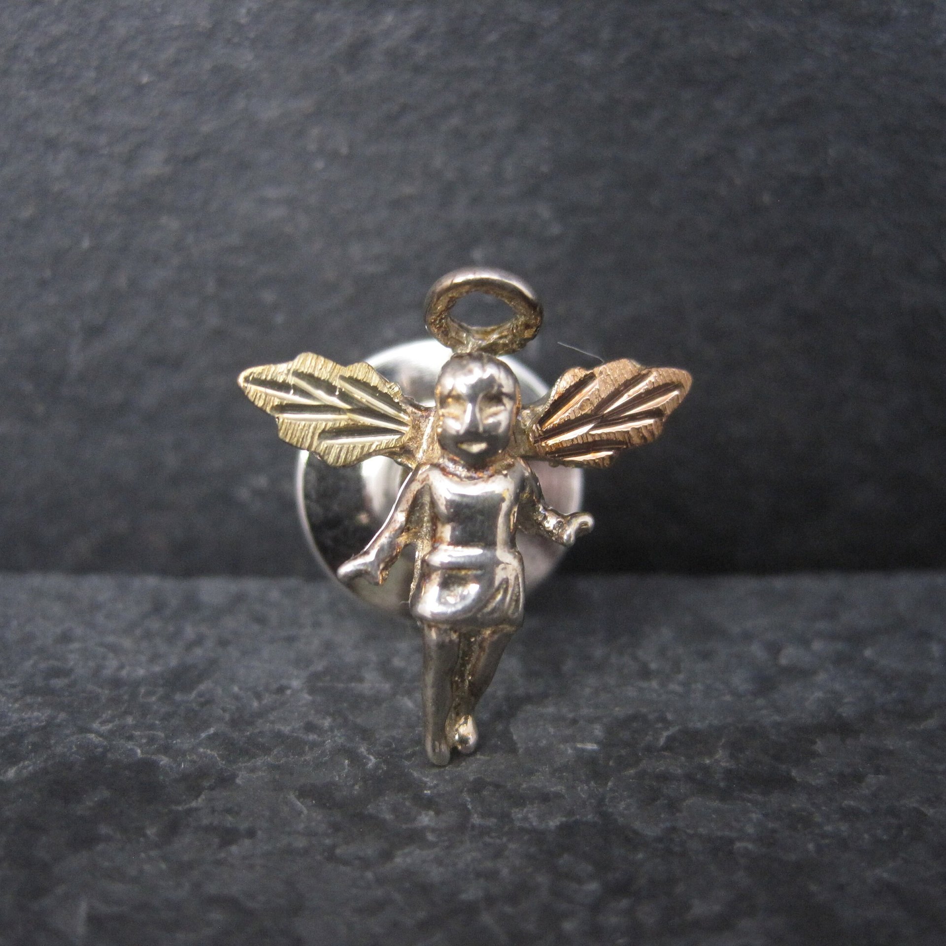 Vintage Sterling 12K Black Hills Gold Angel Tie Tack