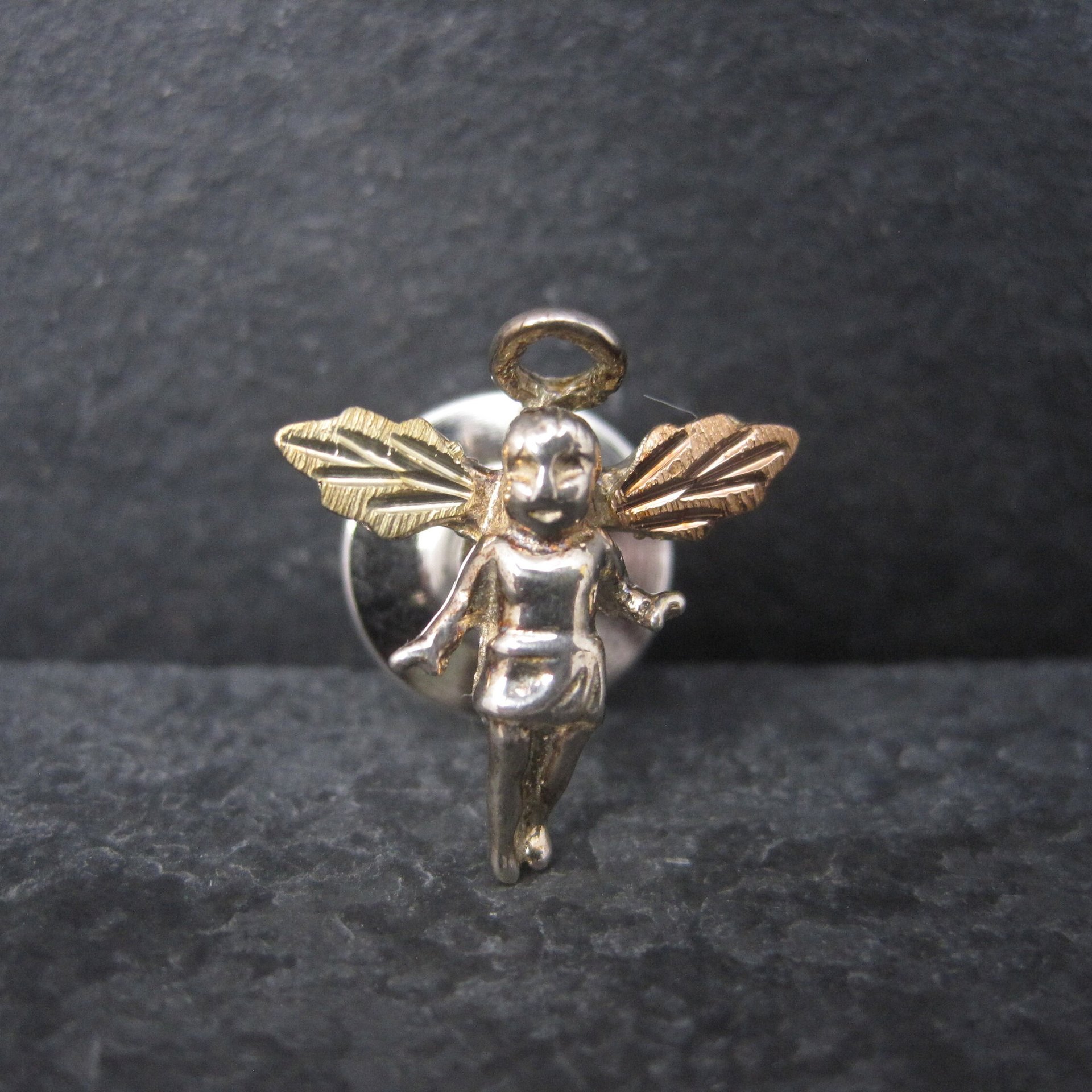Vintage Sterling 12K Black Hills Gold Angel Tie Tack
