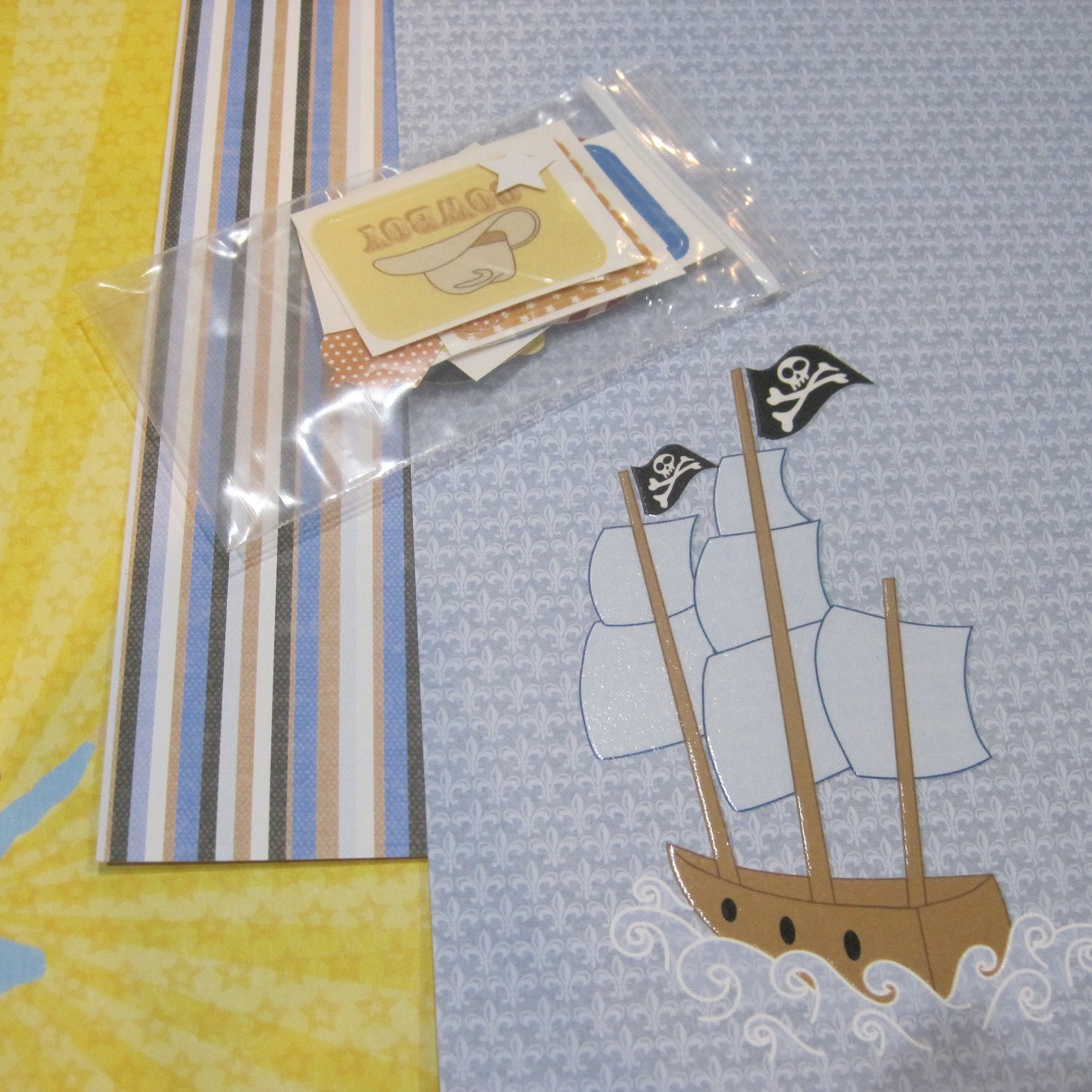 Boys 12x12 Robot Cowboy Scrapbook Paper 12 Pieces Plus Embellishments