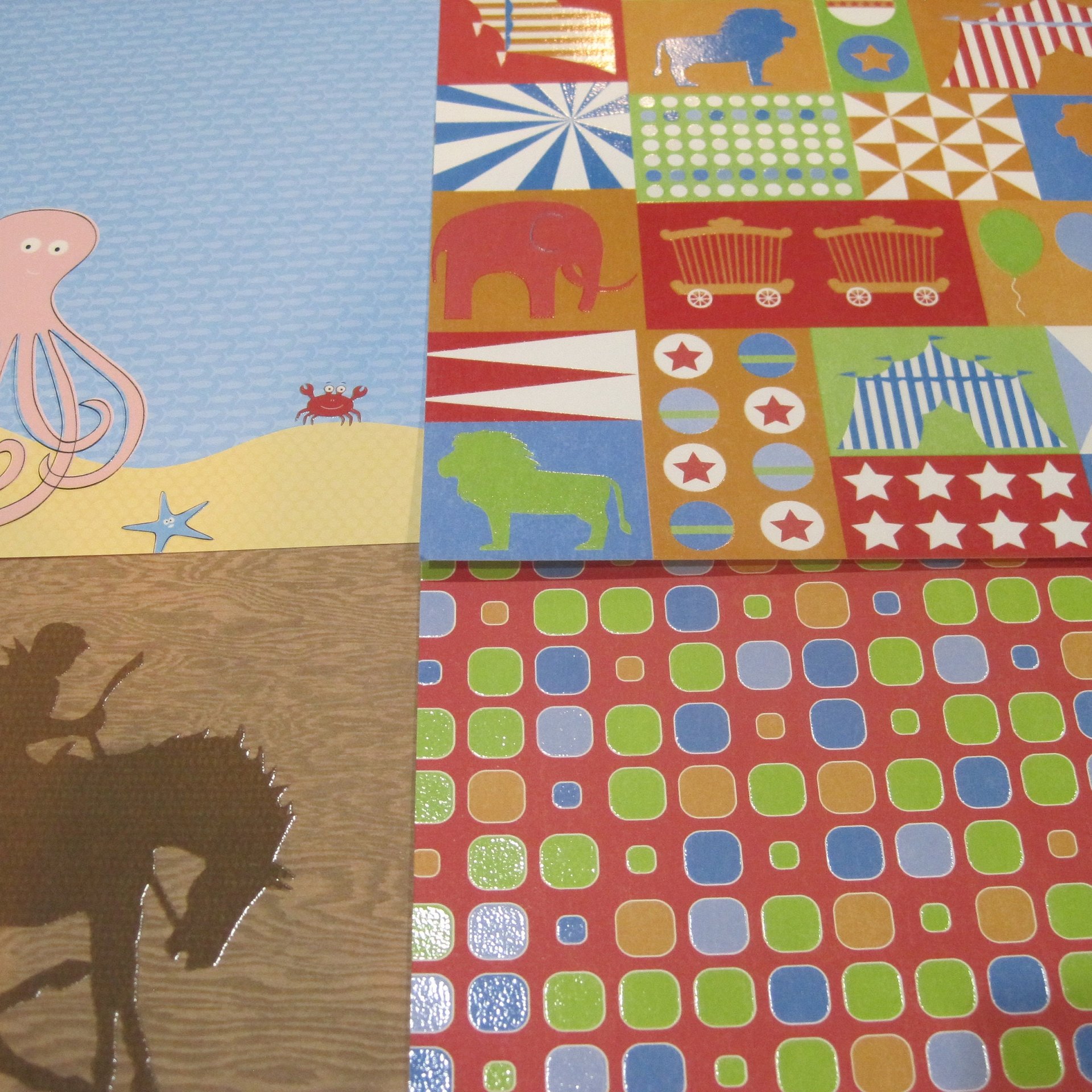 Boys 12x12 Robot Cowboy Scrapbook Paper 12 Pieces Plus Embellishments