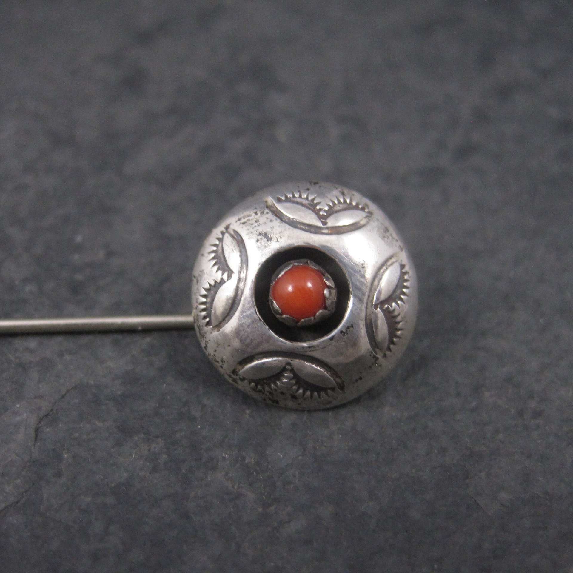 Vintage Southwestern Sterling Coral Stick Pin