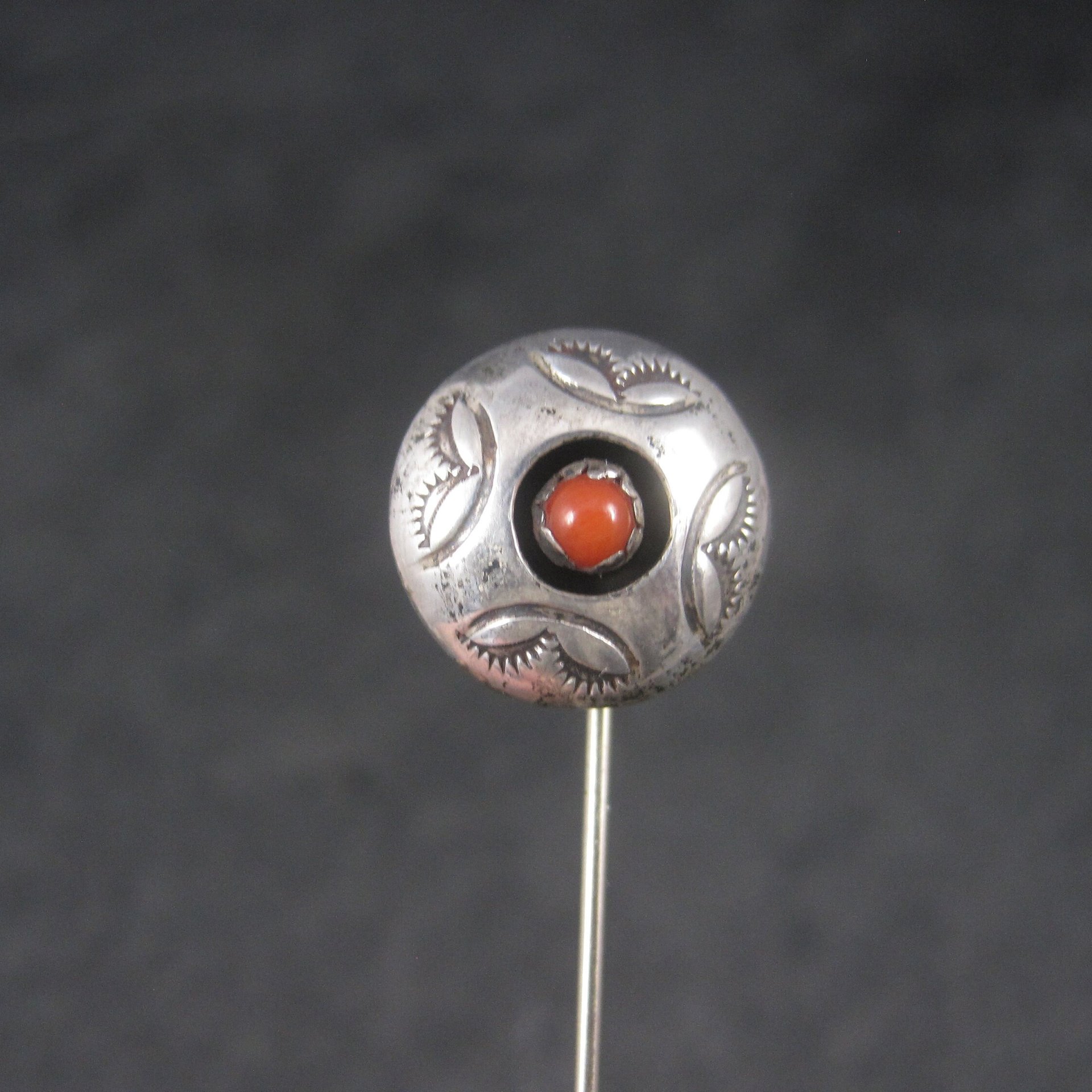 Vintage Southwestern Sterling Coral Stick Pin