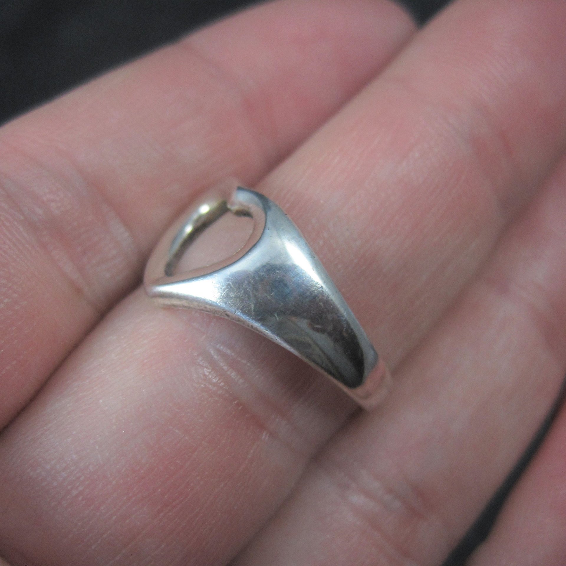 Vintage Sterling Heart Ring Size 8.25