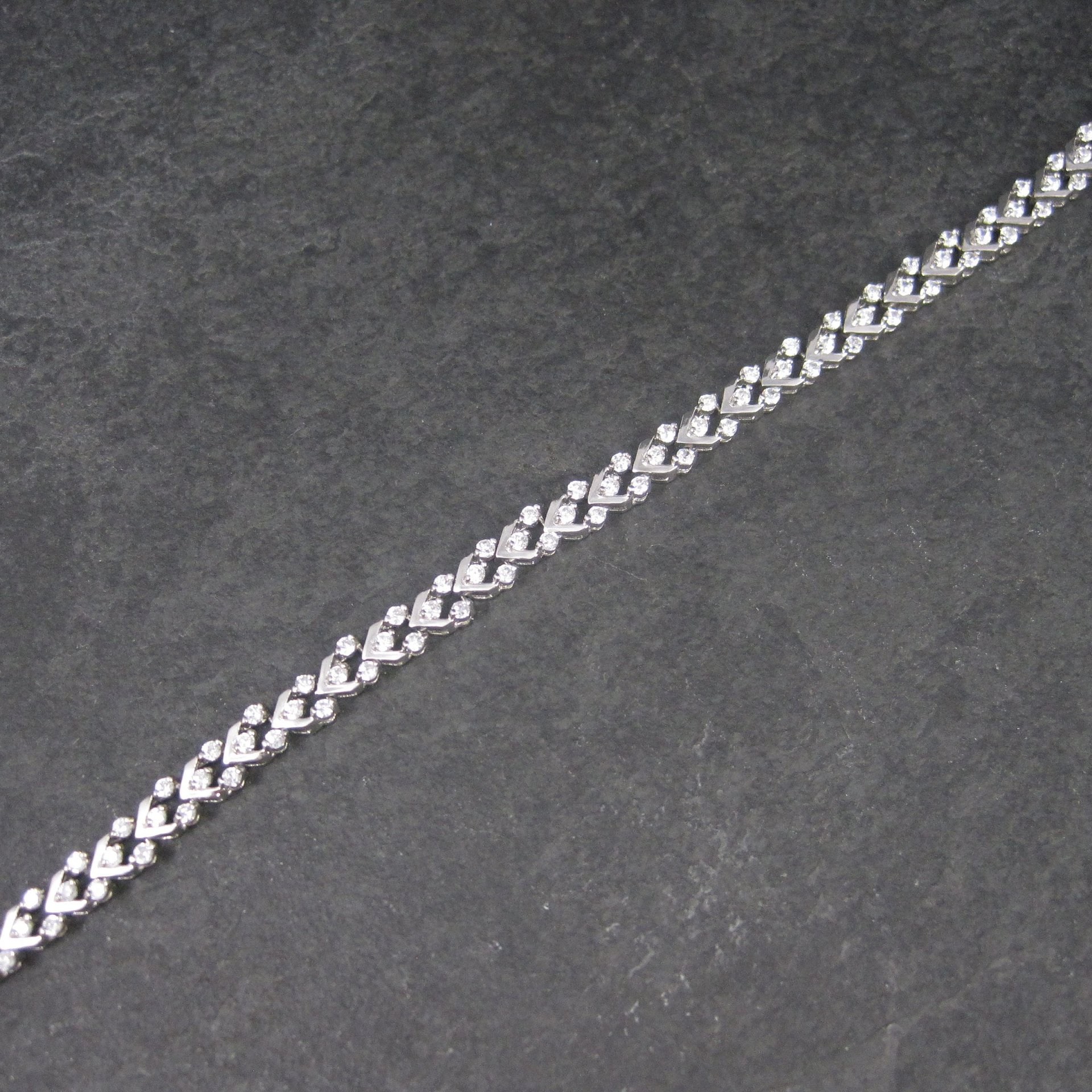 Vintage 90s Sterling Silver Cubic Zirconia Bracelet 7 Inches