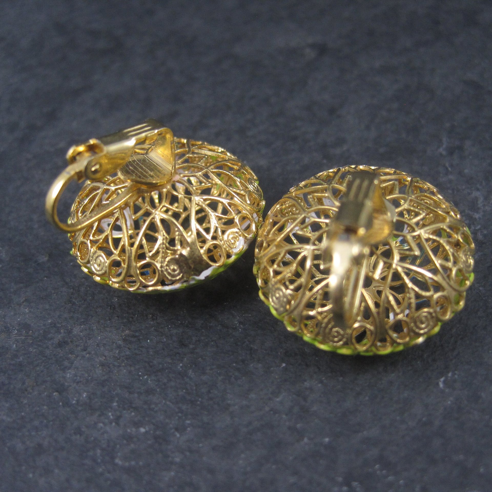 Vintage Prestige Enamel Brooch Clip On Earrings Jewelry Set in Box