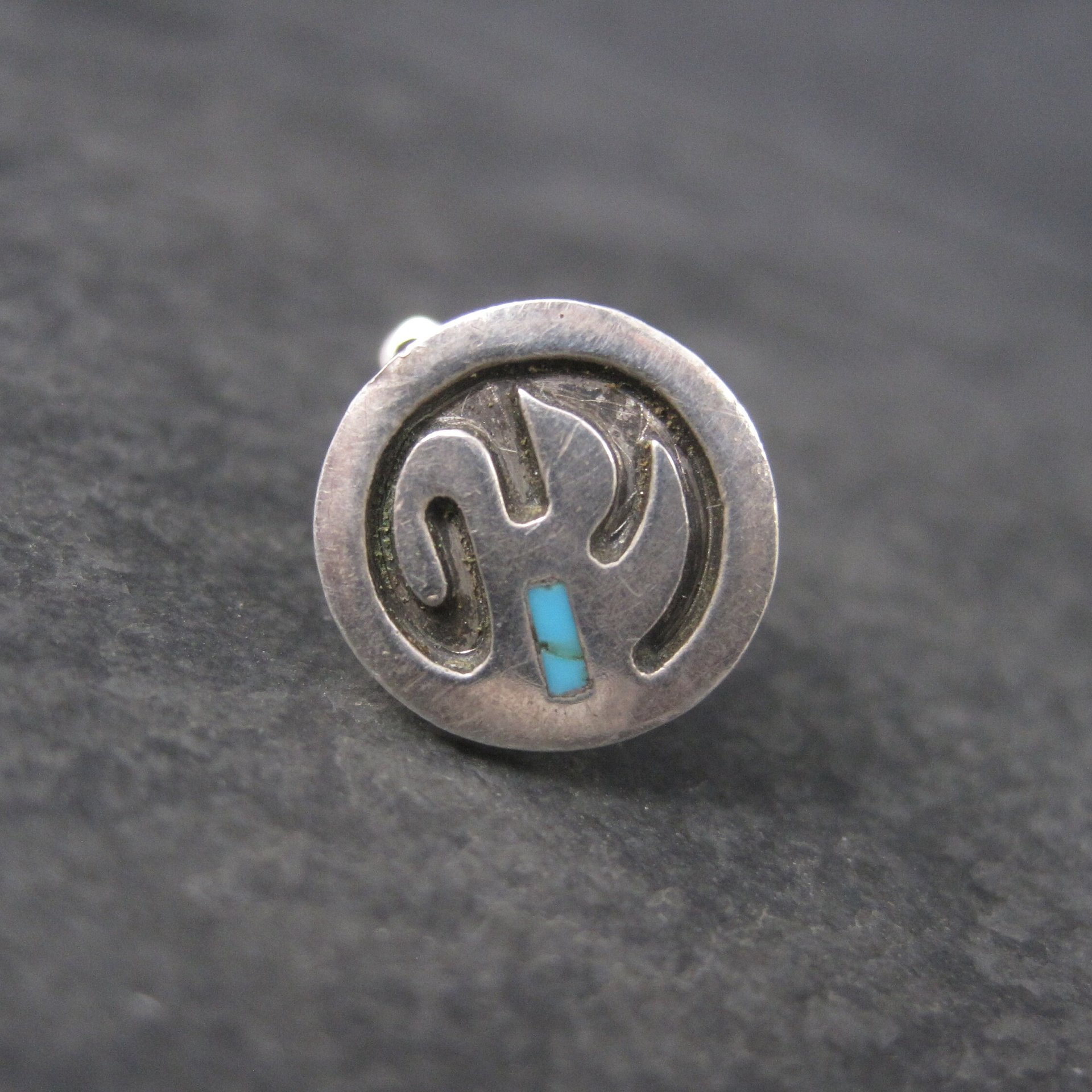Vintage Southwestern Sterling Turquoise Tie Tack