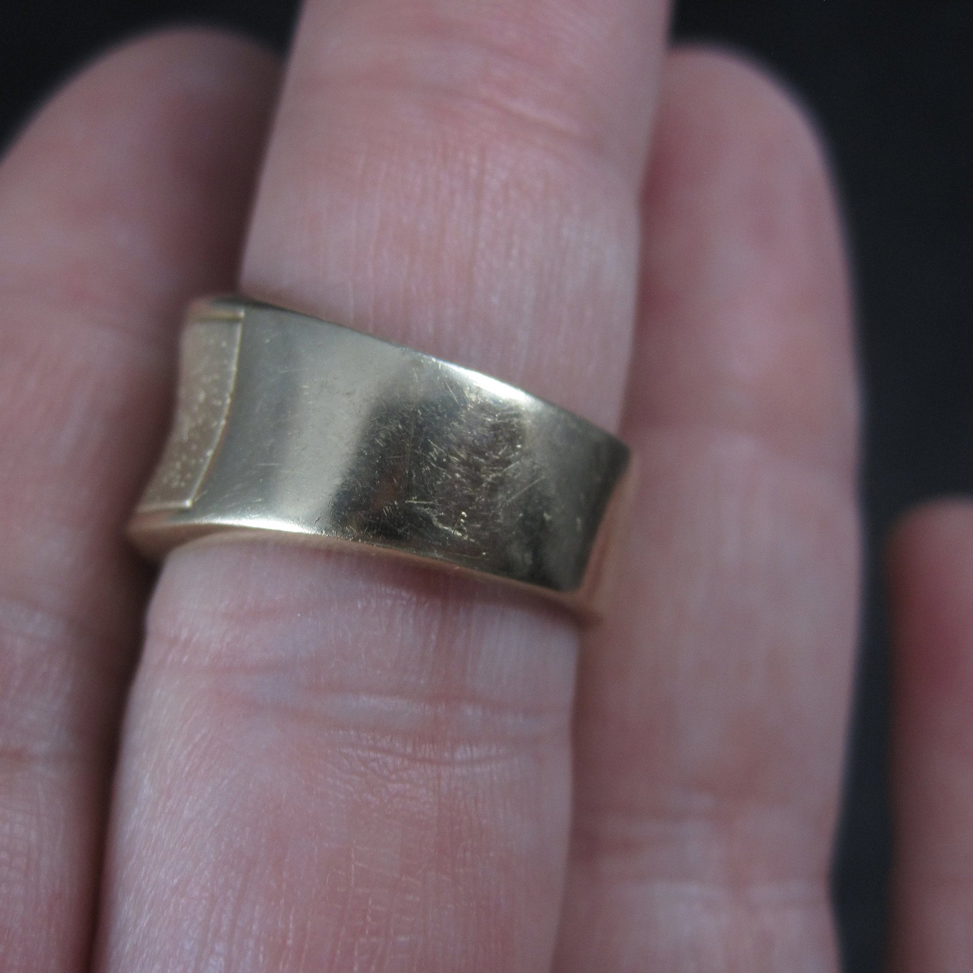 Wide Vintage 18K Vermeil Sterling Textured Ring Charles Garnier Size 7