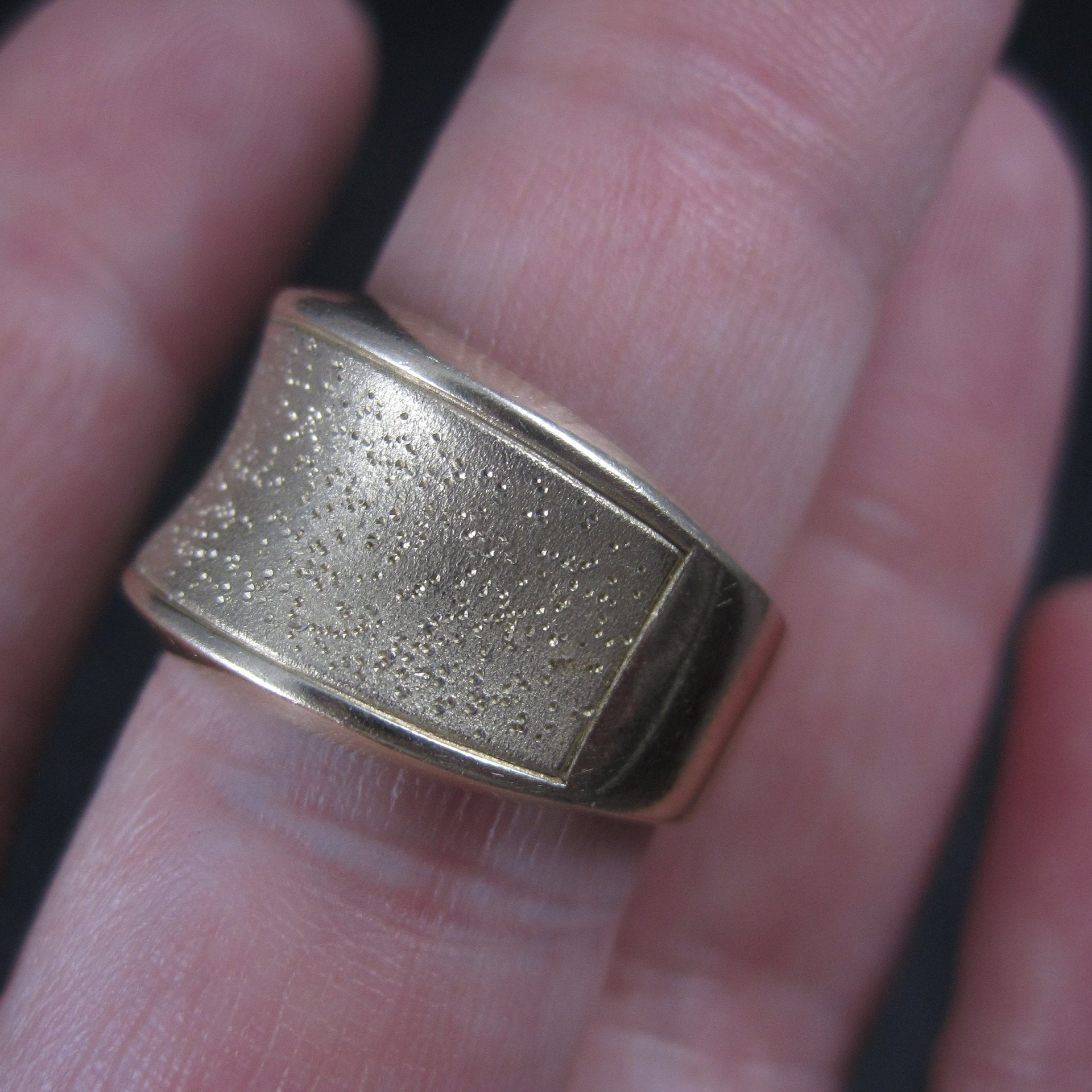 Wide Vintage 18K Vermeil Sterling Textured Ring Charles Garnier Size 7