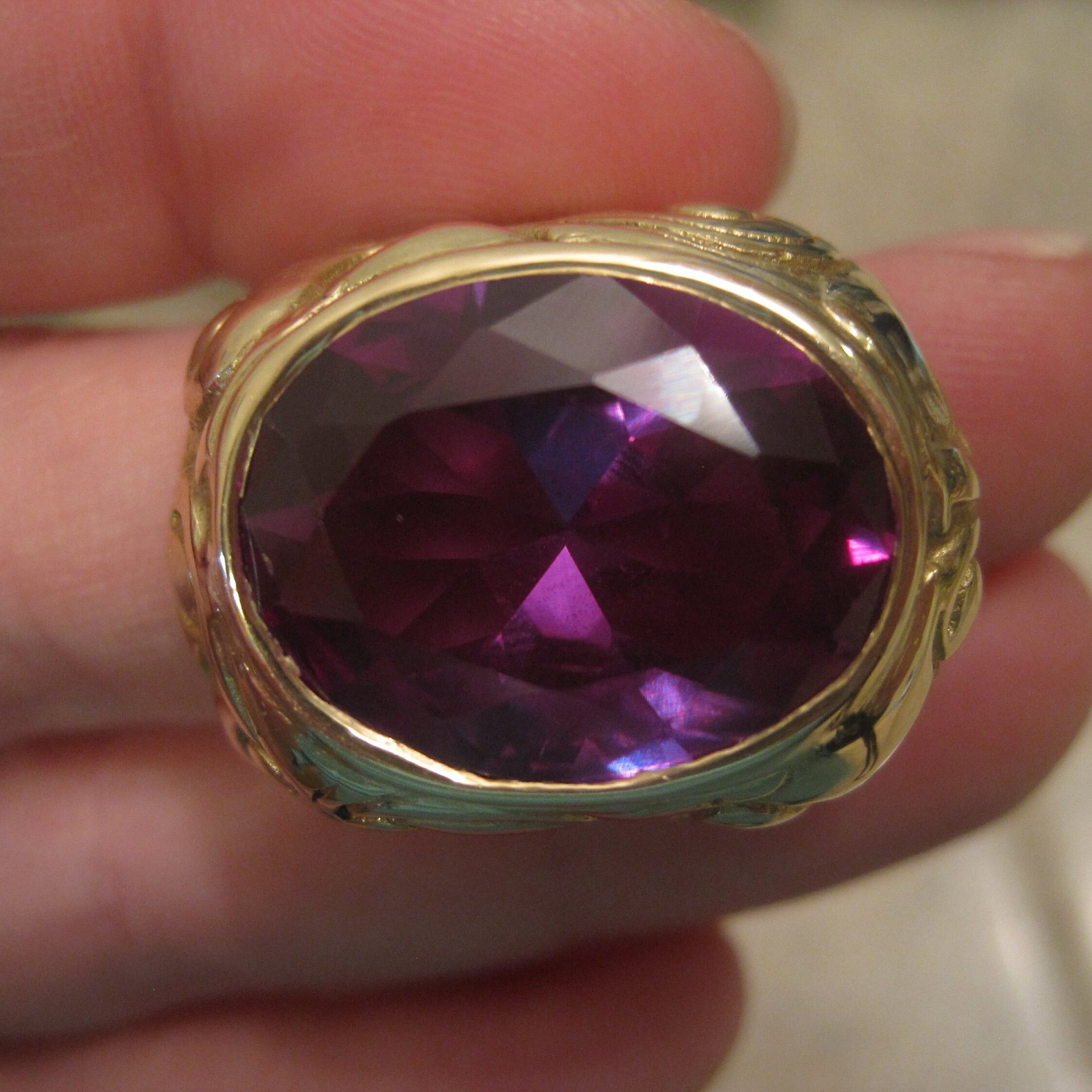 Massive Artisan Celestial 14K Color Change Sapphire Alexandrite Ring Size 8