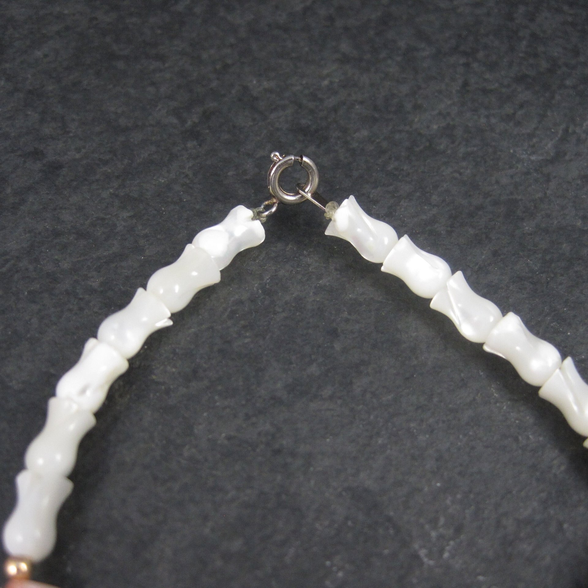 Vintage Mother of Pearl Coral Tulip Bracelet 7.5 Inches