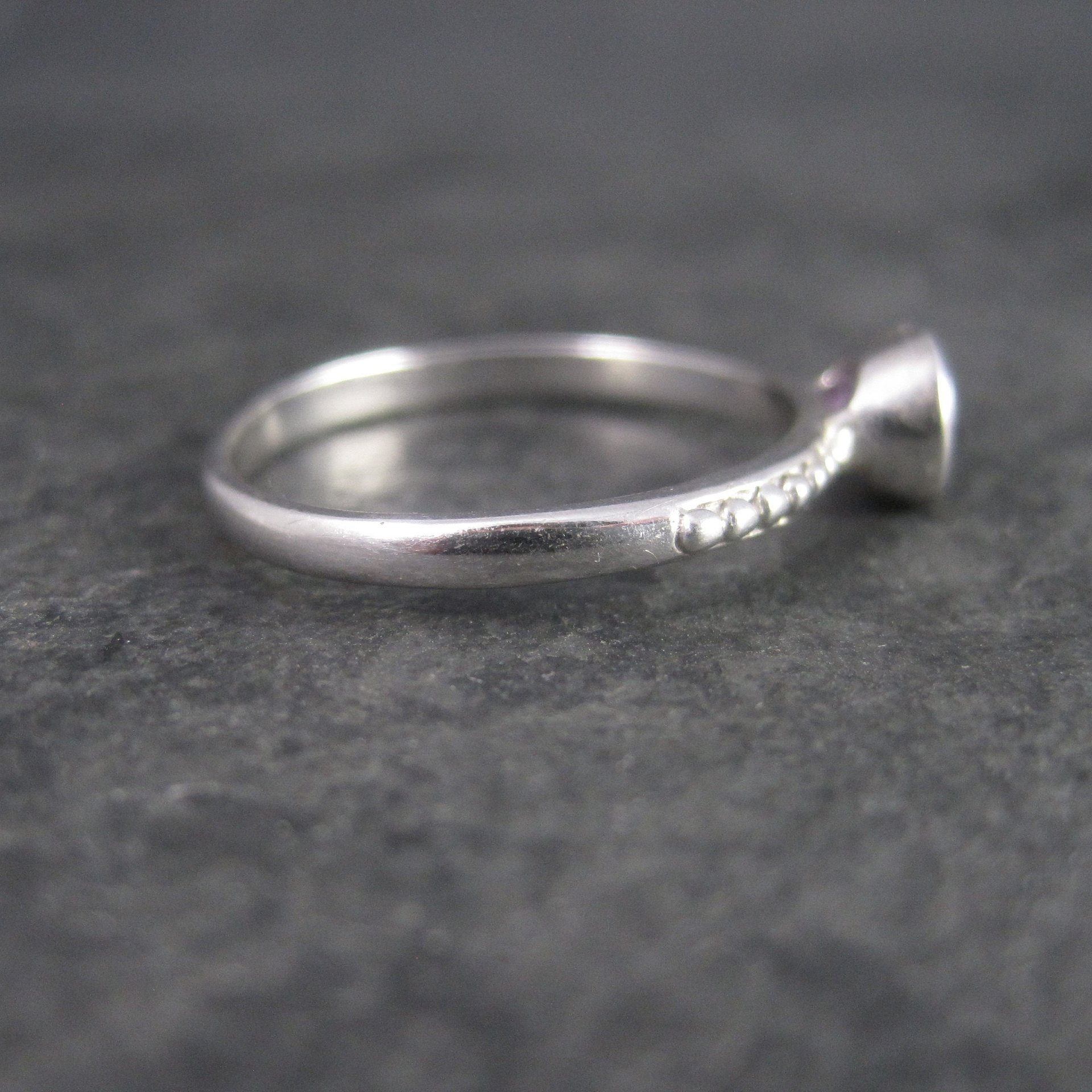 Simple Sterling Amethyst Solitaire Ring Size 9 Clyde Duneier