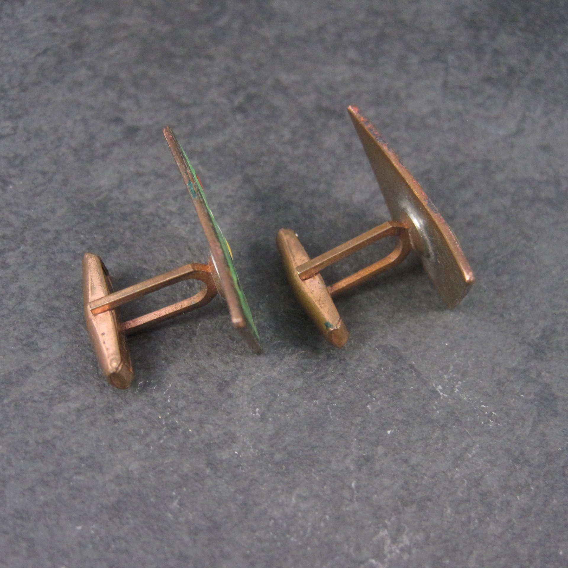 Vintage Copper Enamel Abstract Cufflinks