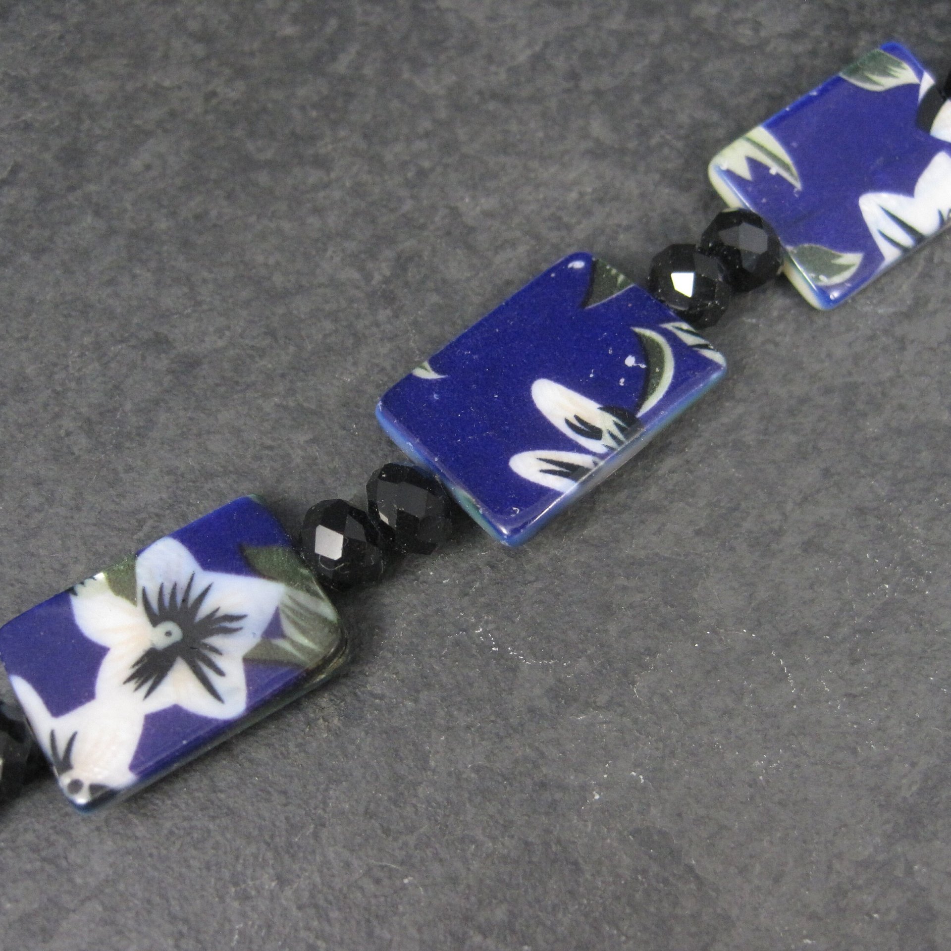 Floral Purple Painted Shell Bead Strand 15x18mm