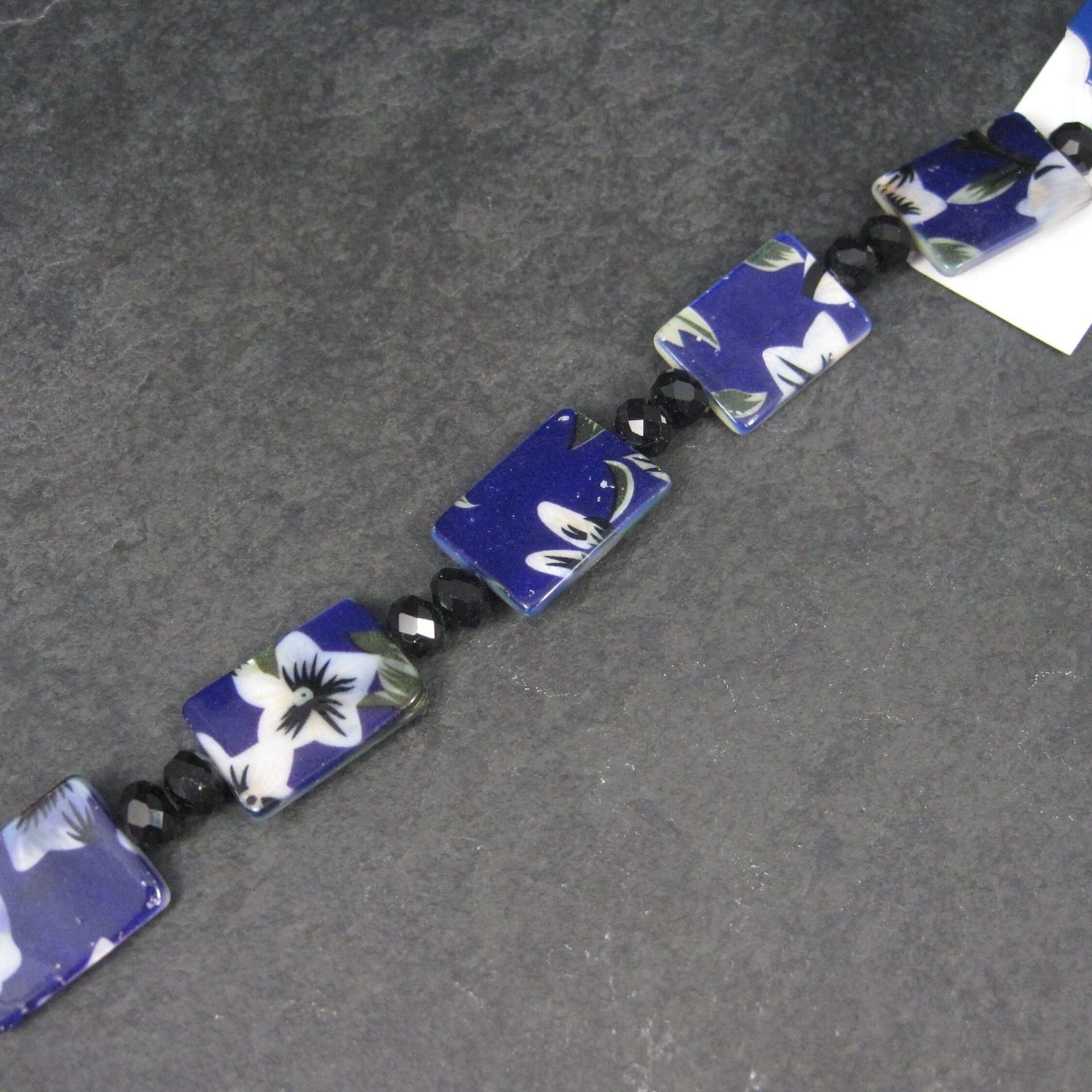 Floral Purple Painted Shell Bead Strand 15x18mm