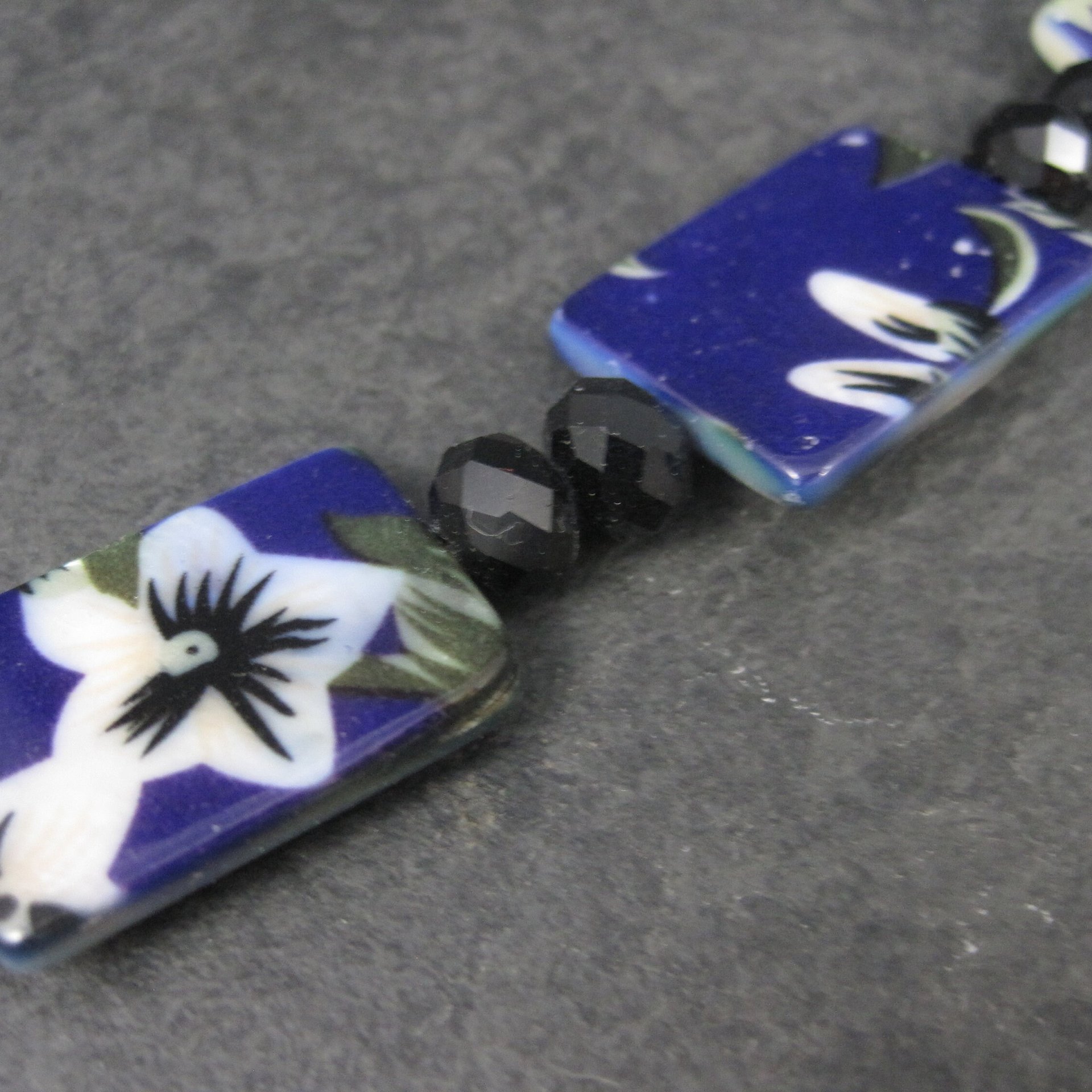Floral Purple Painted Shell Bead Strand 15x18mm