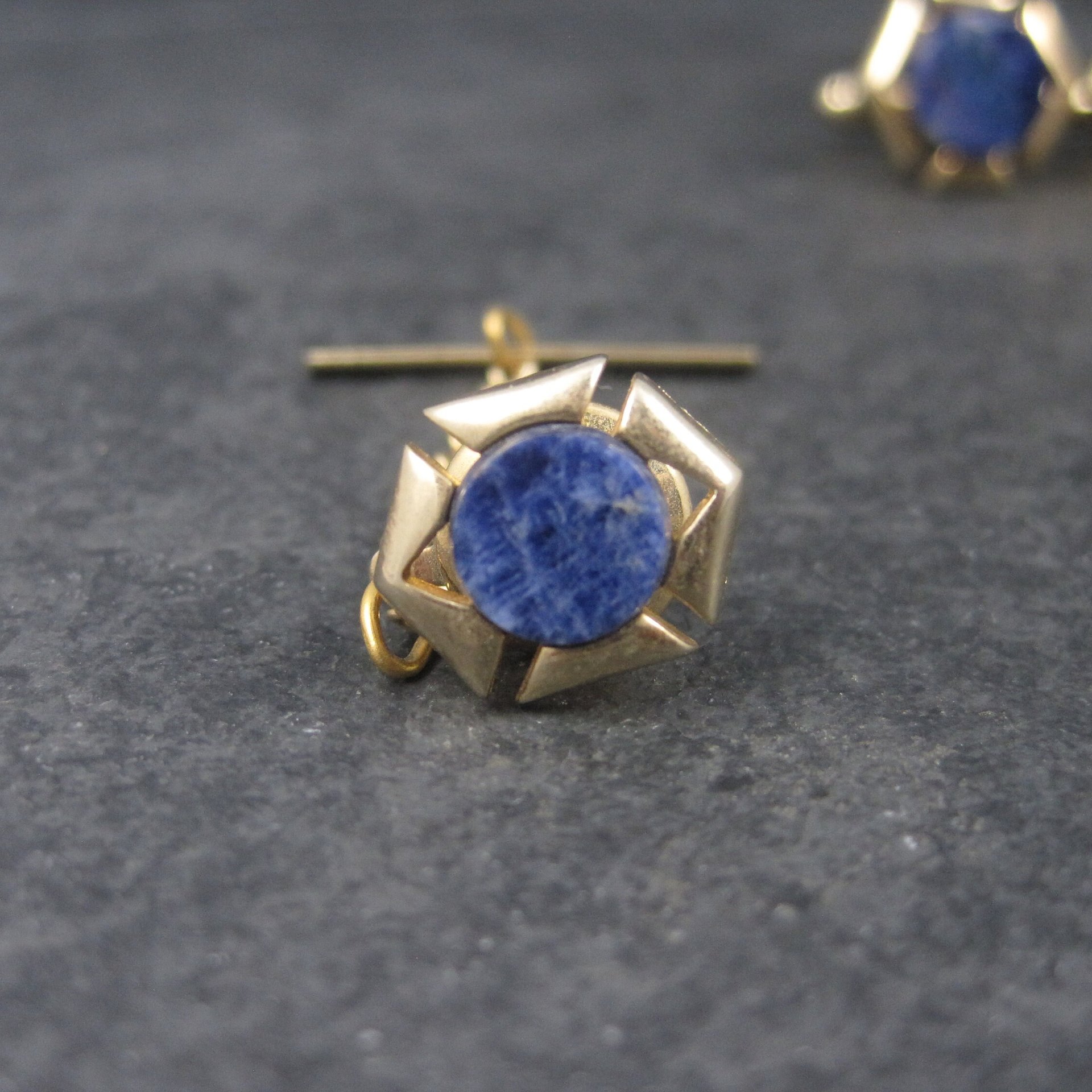 Vintage Sodalite Cufflinks and Tie Tack Set