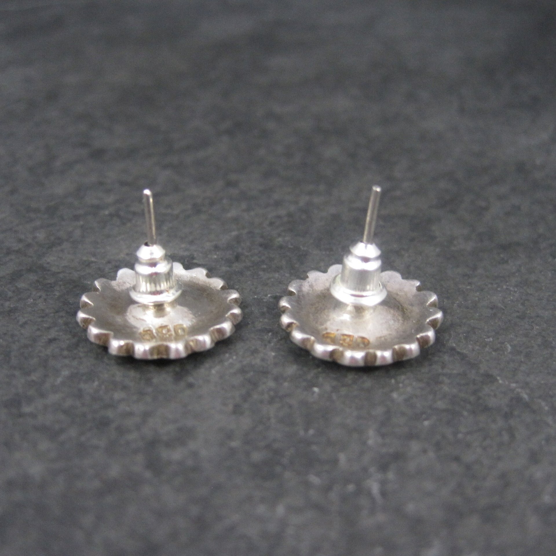 Vintage 980 Sterling Purple Enamel Flower Earrings