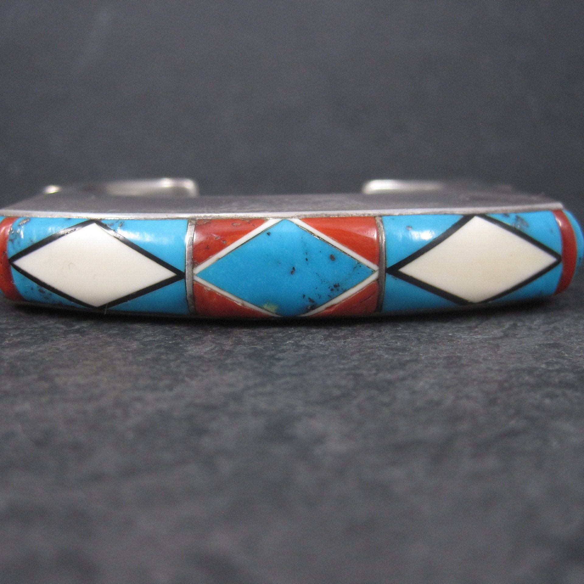 Vintage Native American Inlay Cuff Bracelet 7 Inches
