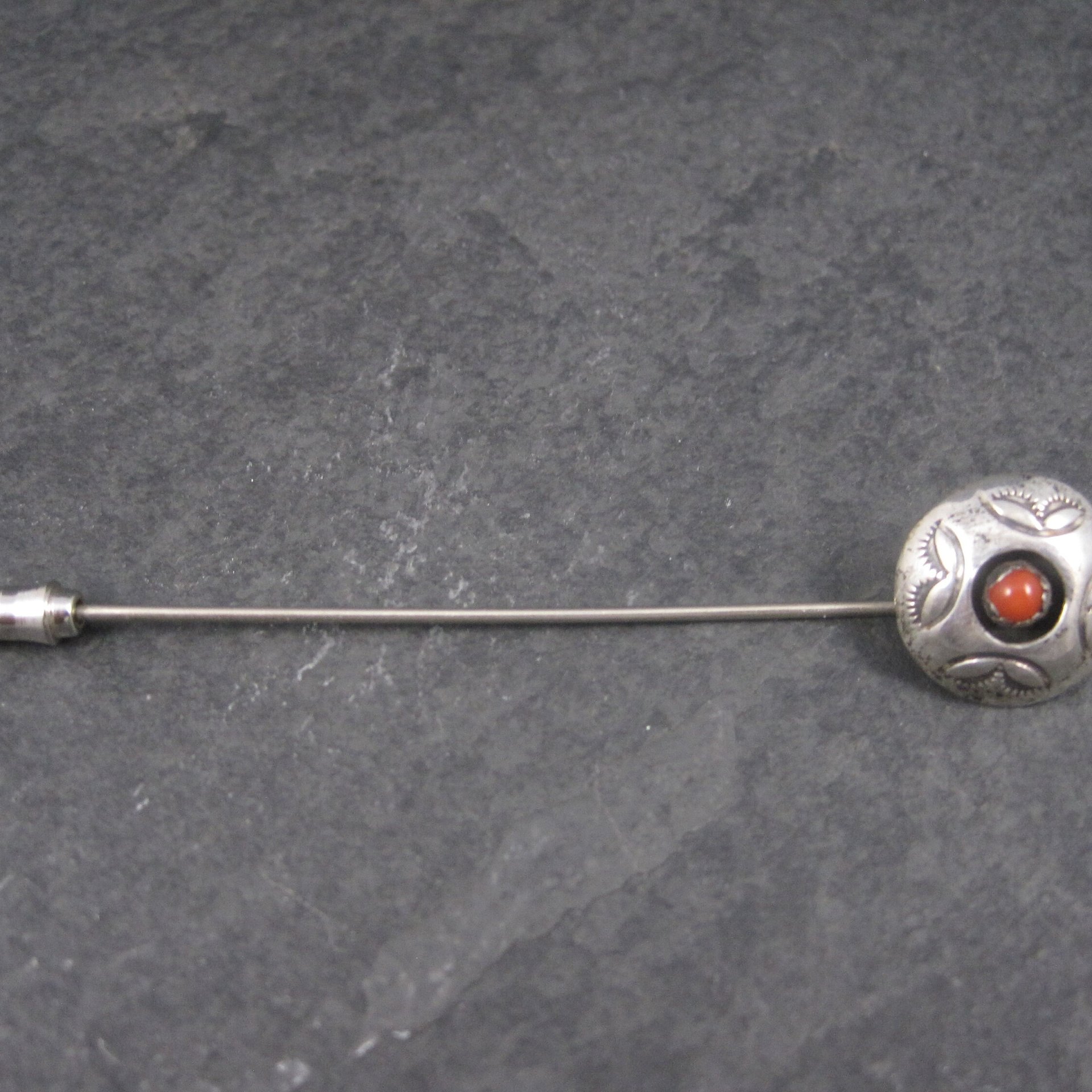 Vintage Southwestern Sterling Coral Stick Pin