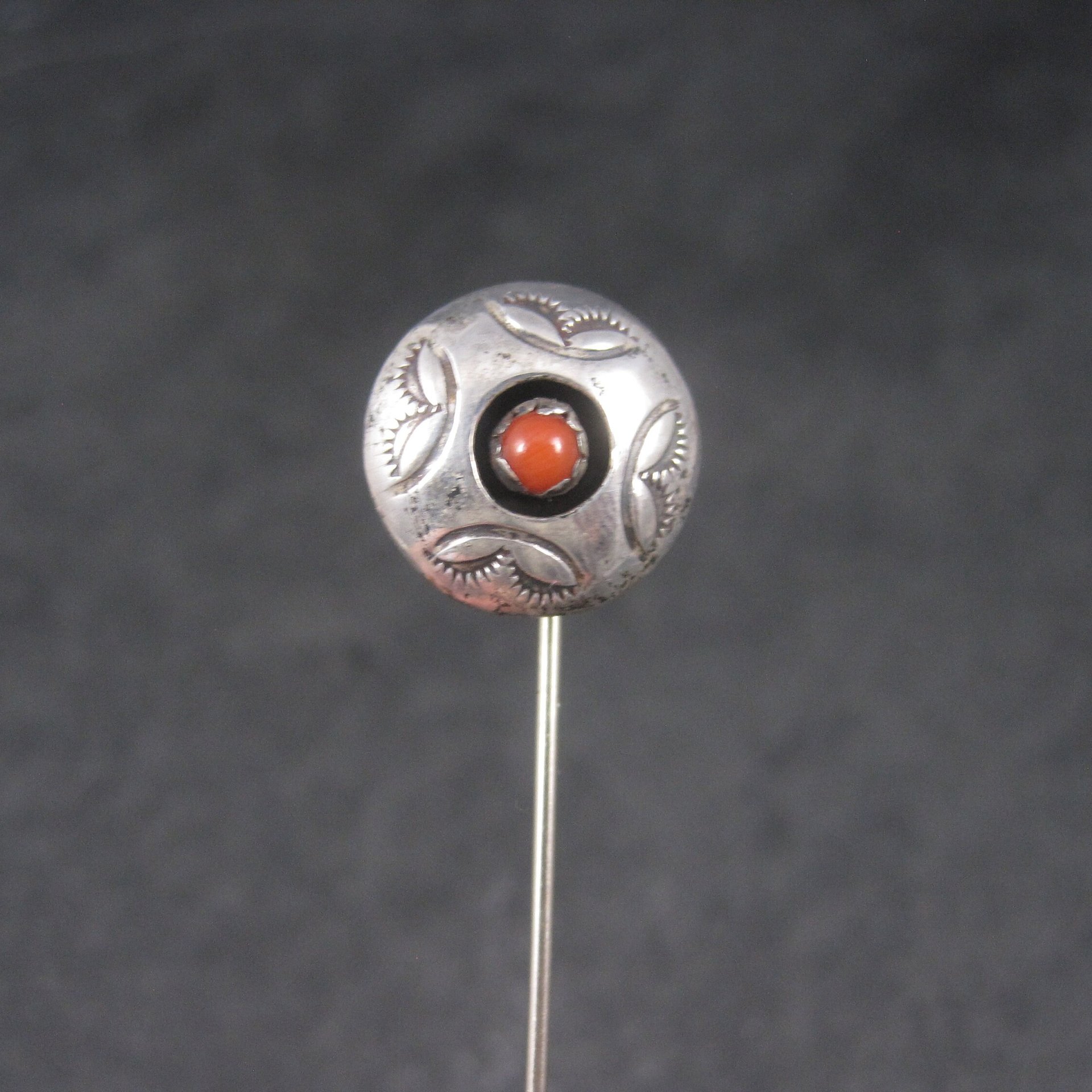 Vintage Southwestern Sterling Coral Stick Pin