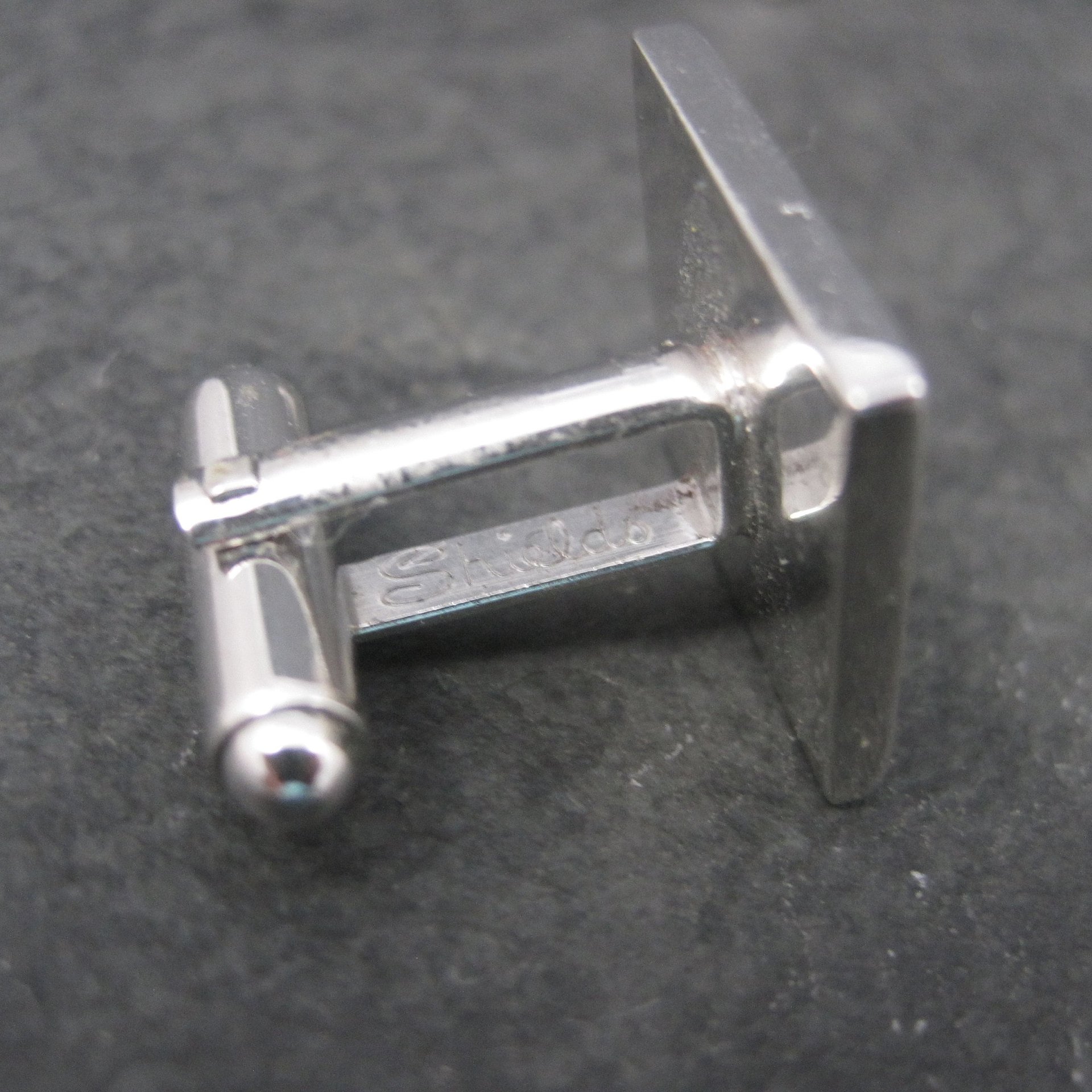 Estate Shields Silver Hematite Cufflinks