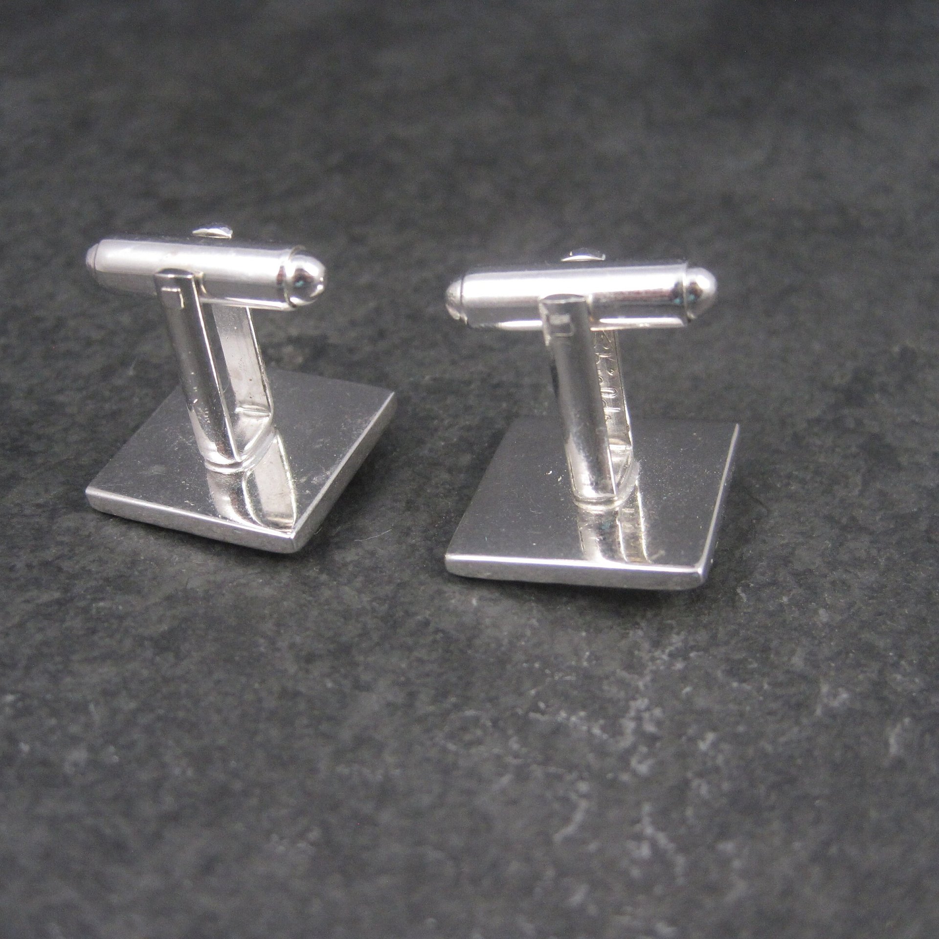 Estate Shields Silver Hematite Cufflinks