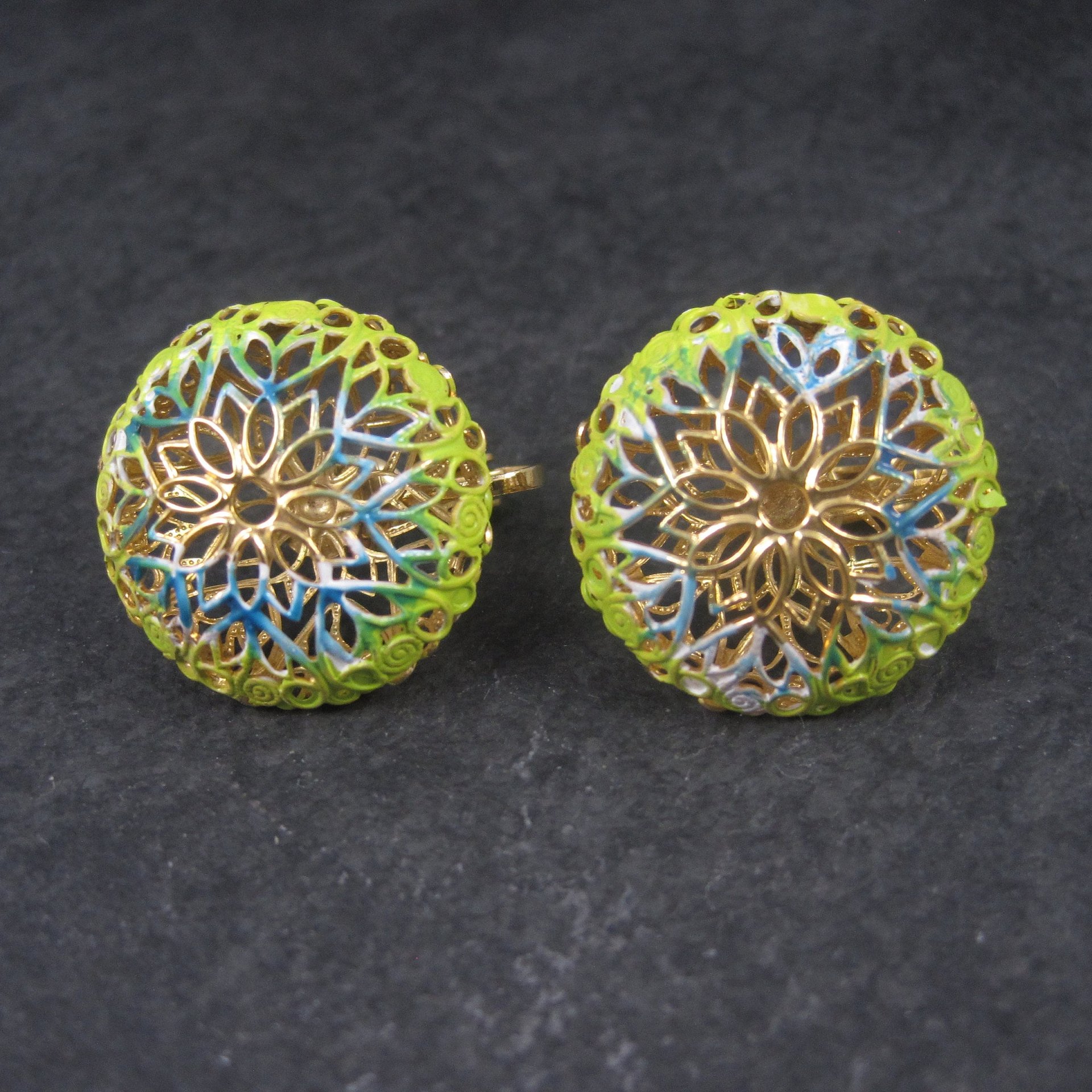 Vintage Prestige Enamel Brooch Clip On Earrings Jewelry Set in Box