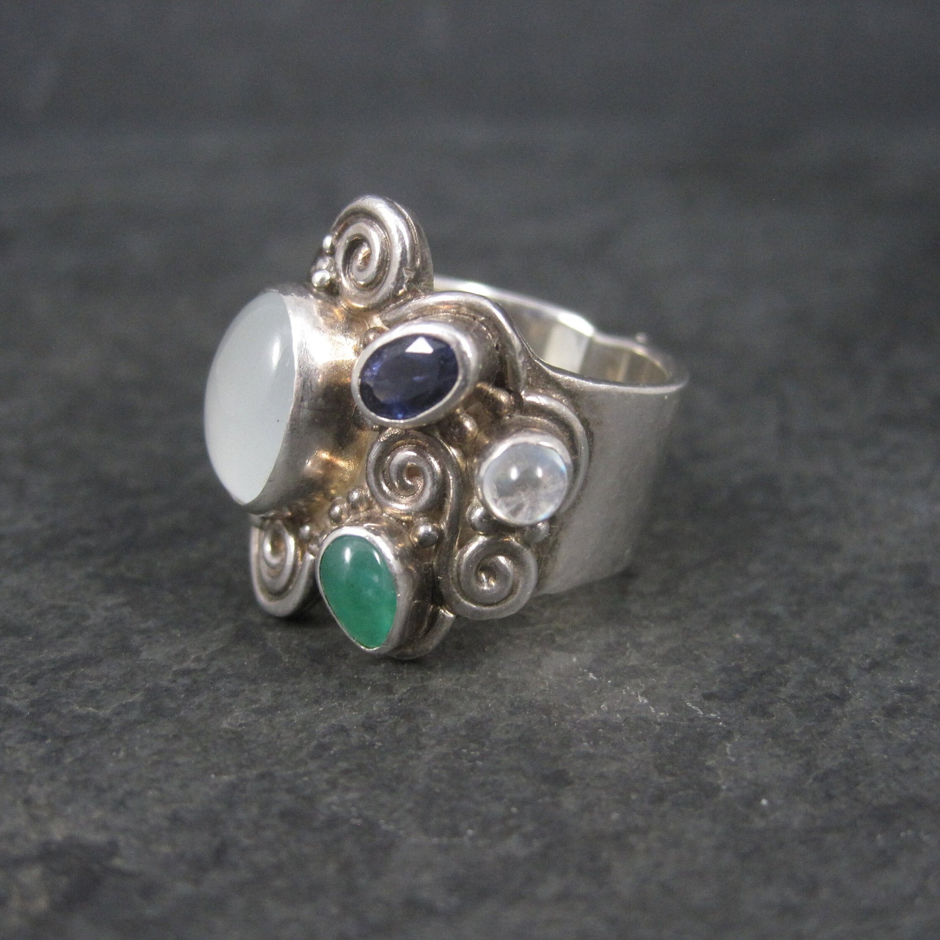 Sterling Sajen Moonstone Iolite Ring Size 7.5