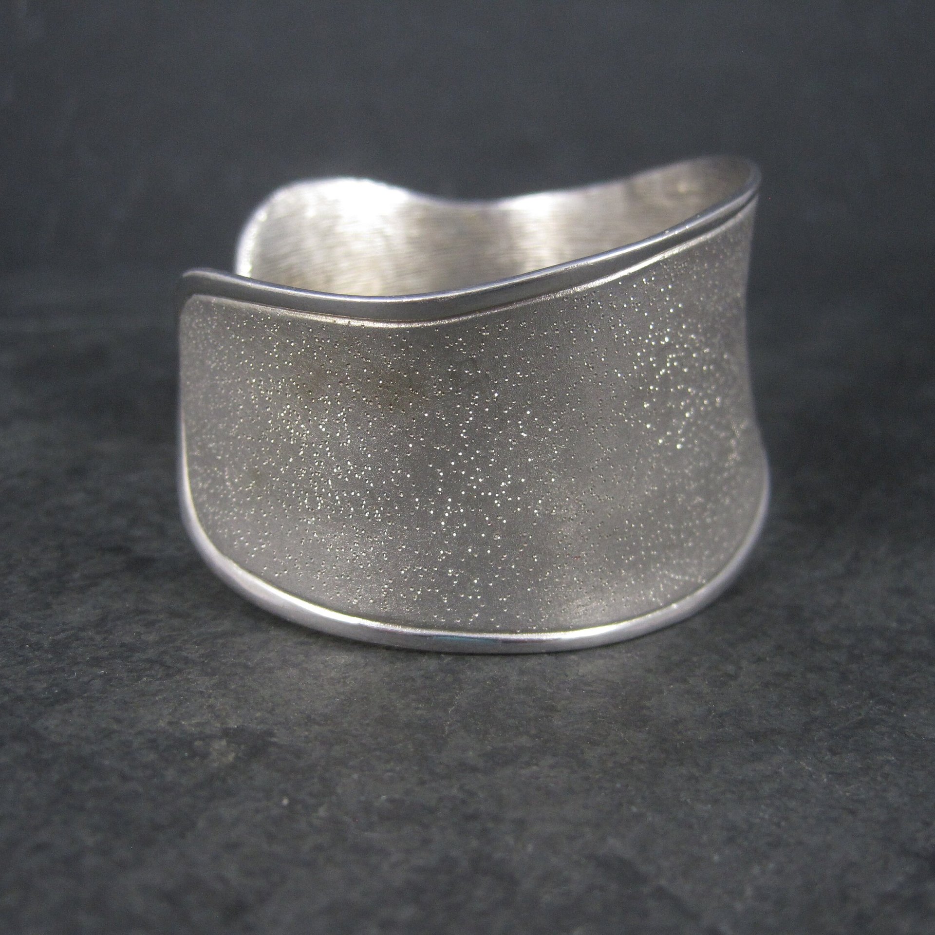 Wide Vintage Sterling Wave Cuff Bracelet Charles Garnier 6.5 Inches