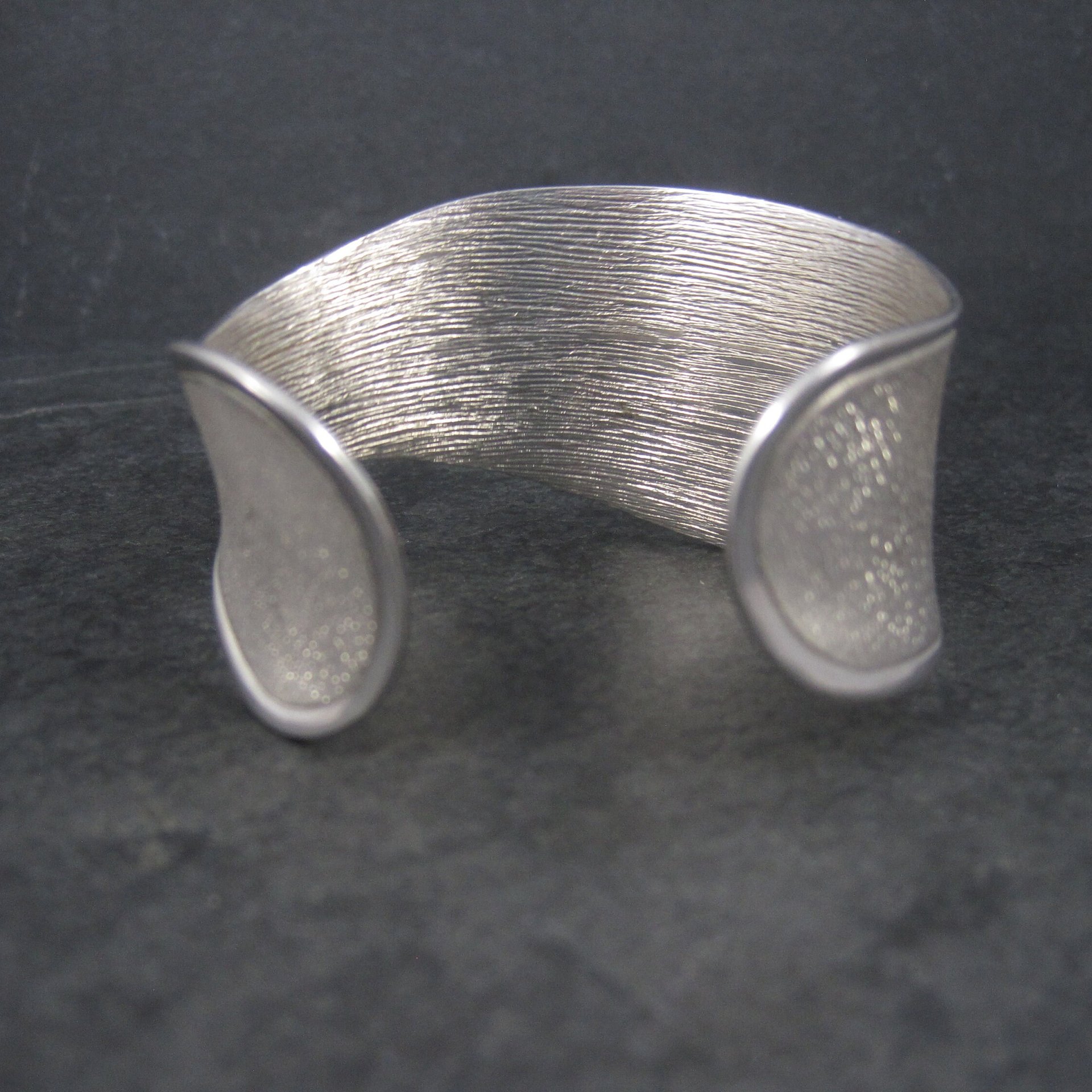 Wide Vintage Sterling Wave Cuff Bracelet Charles Garnier 6.5 Inches