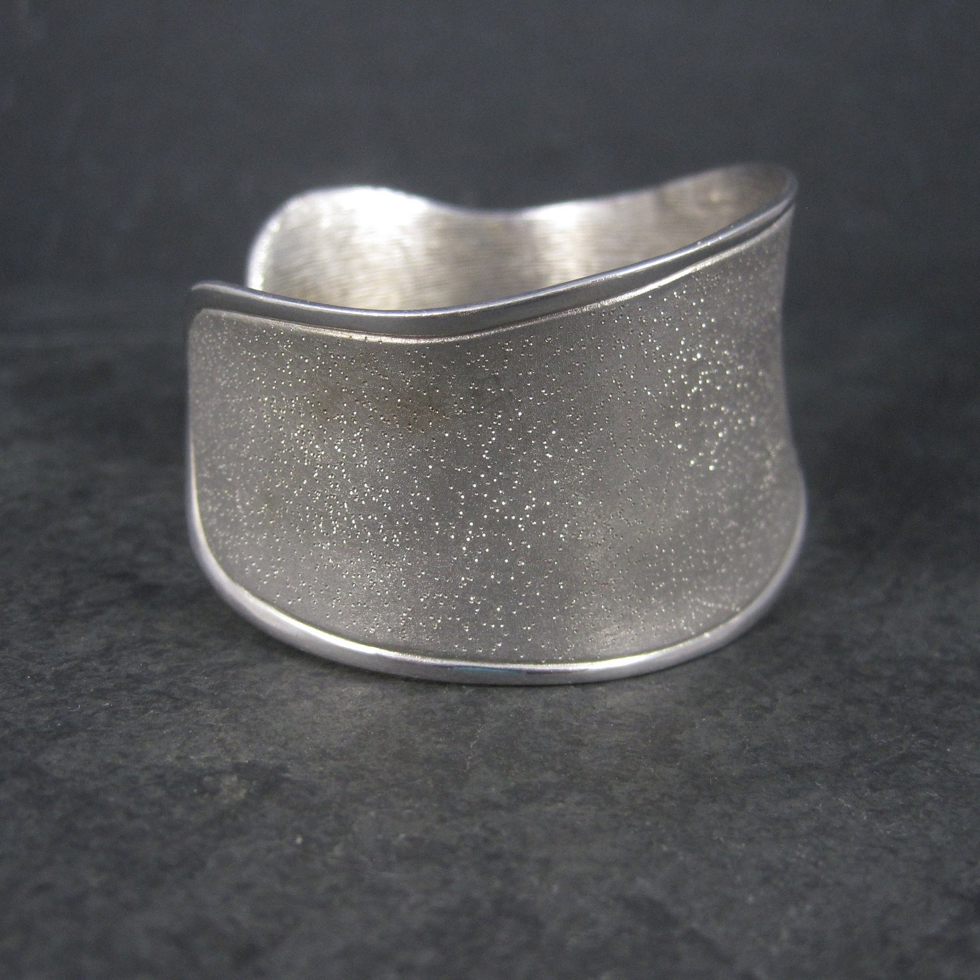 Wide Vintage Sterling Wave Cuff Bracelet Charles Garnier 6.5 Inches