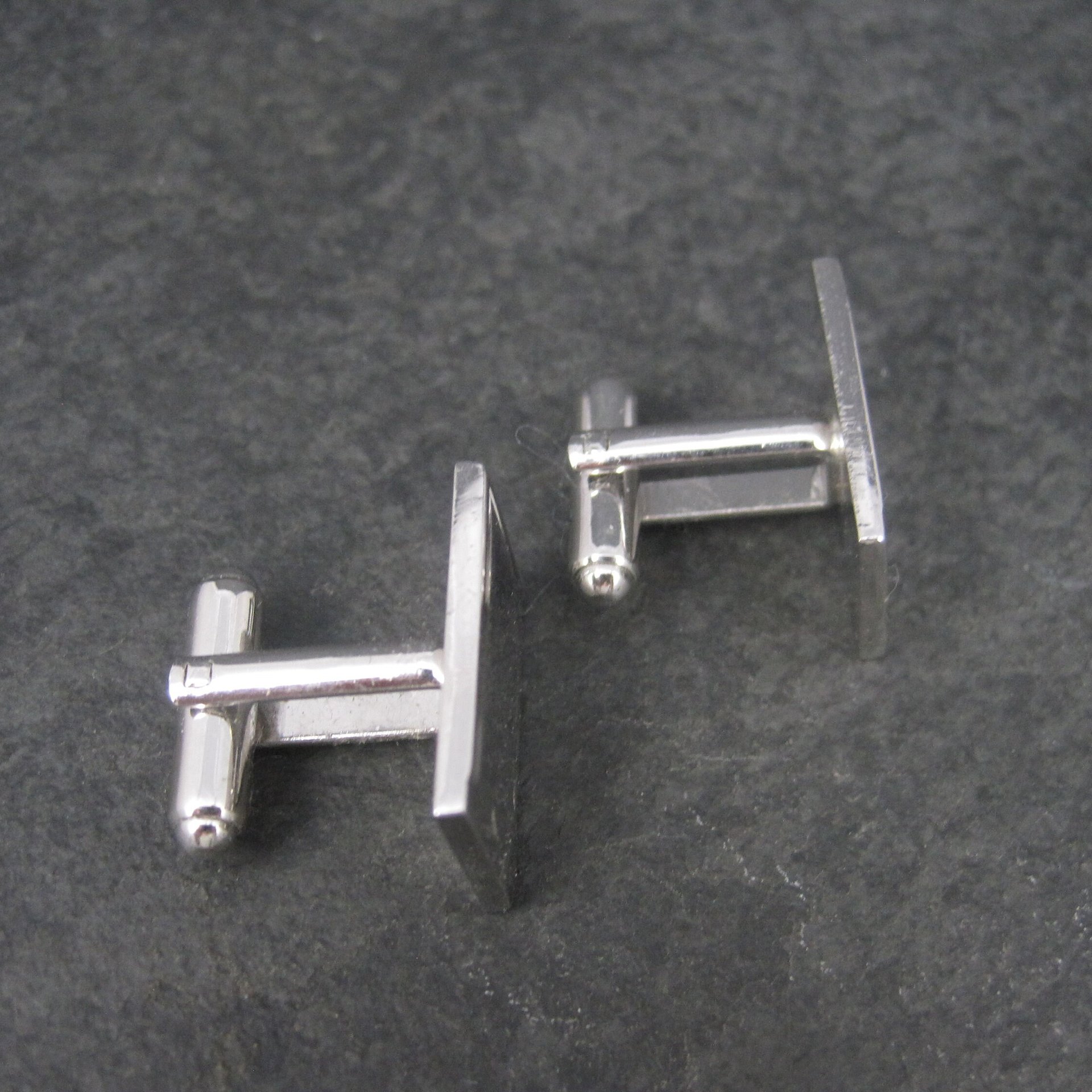 Estate Silvertone Engravable Cufflinks