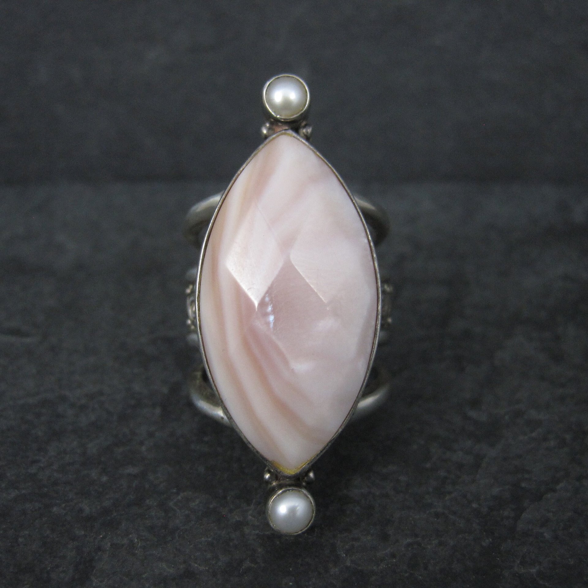 Estate Sajen Sterling Pink Mother of Pearl Ring Size 7