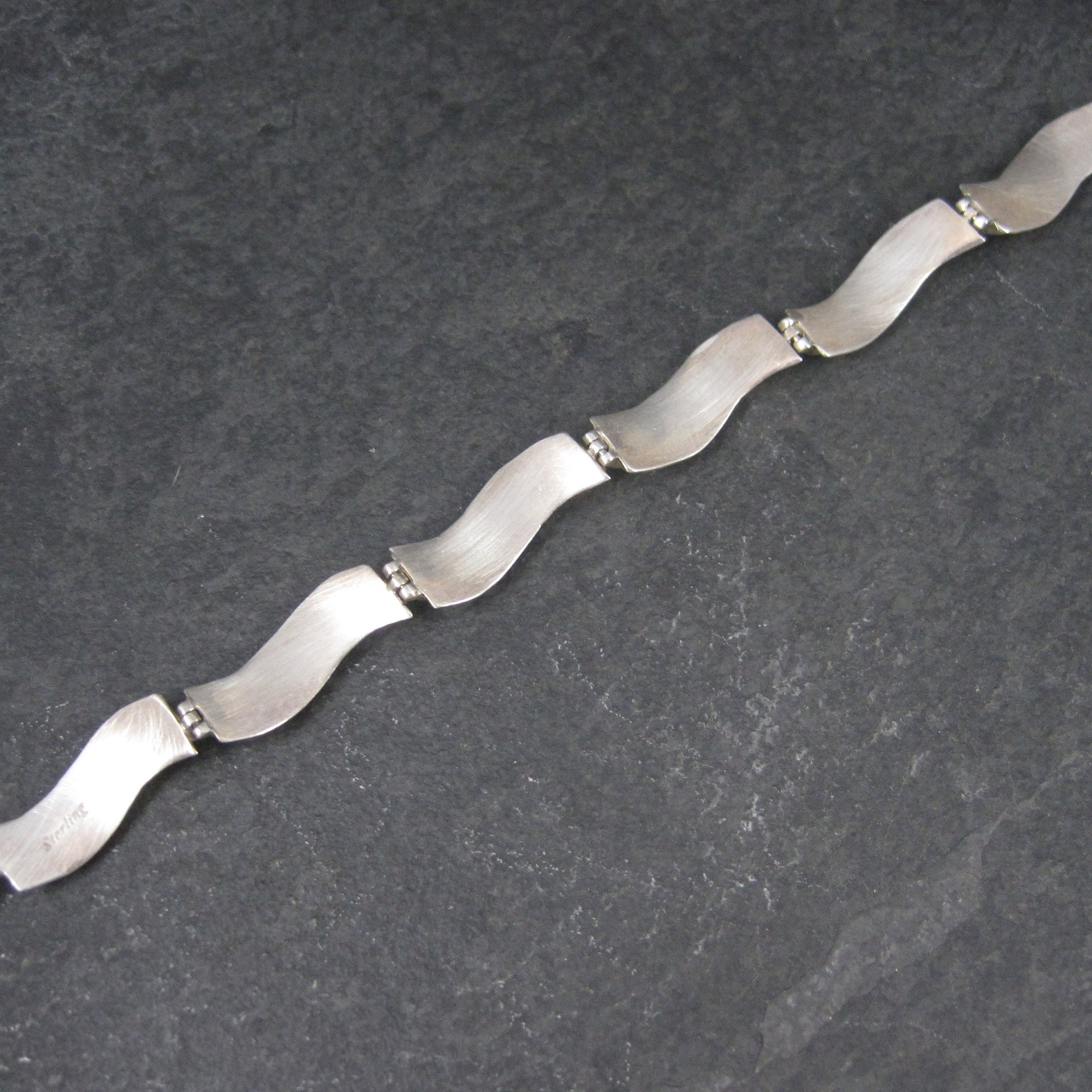 Estate Southwestern Sterling Turquoise Inlay Toggle Bracelet
