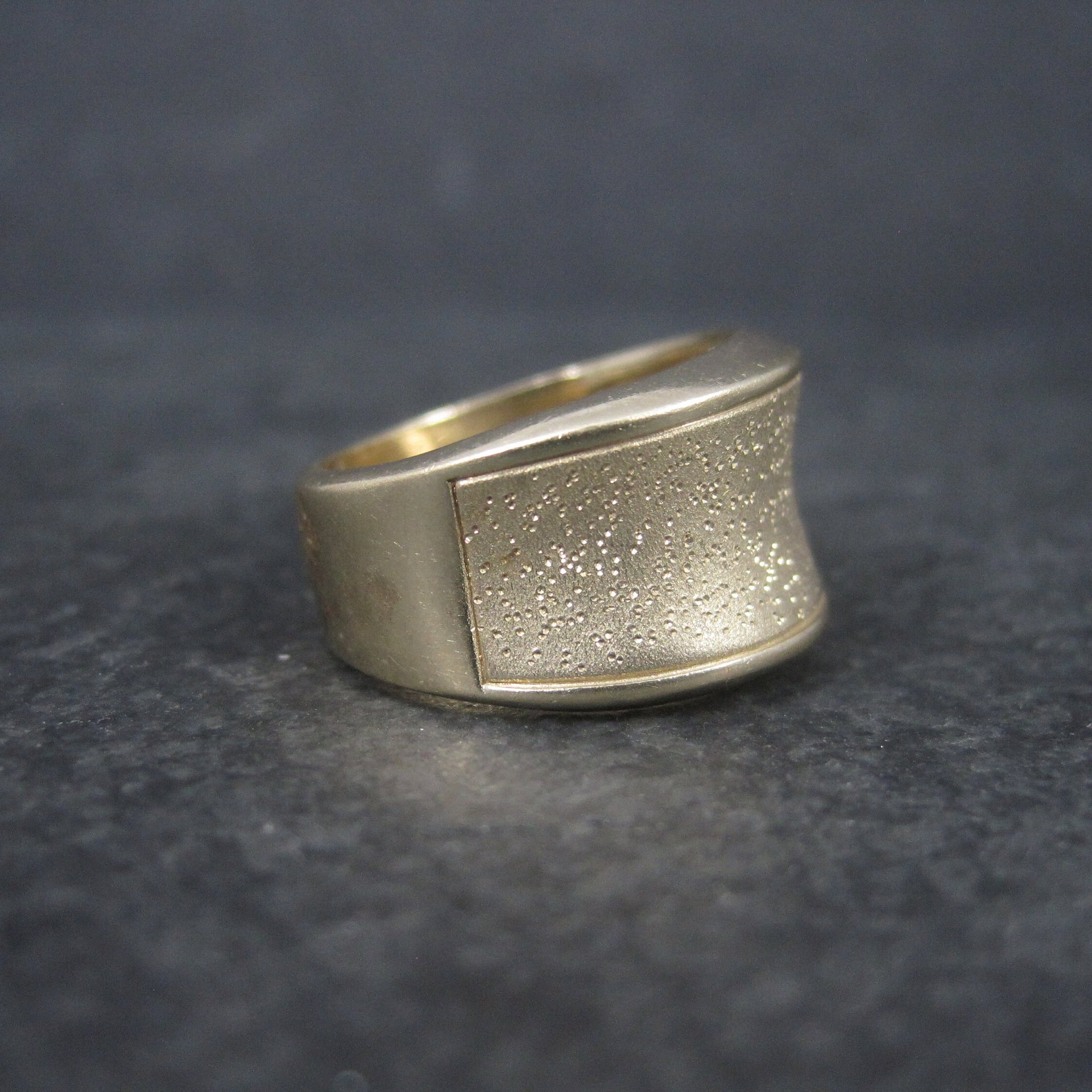 Wide Vintage 18K Vermeil Sterling Textured Ring Charles Garnier Size 7