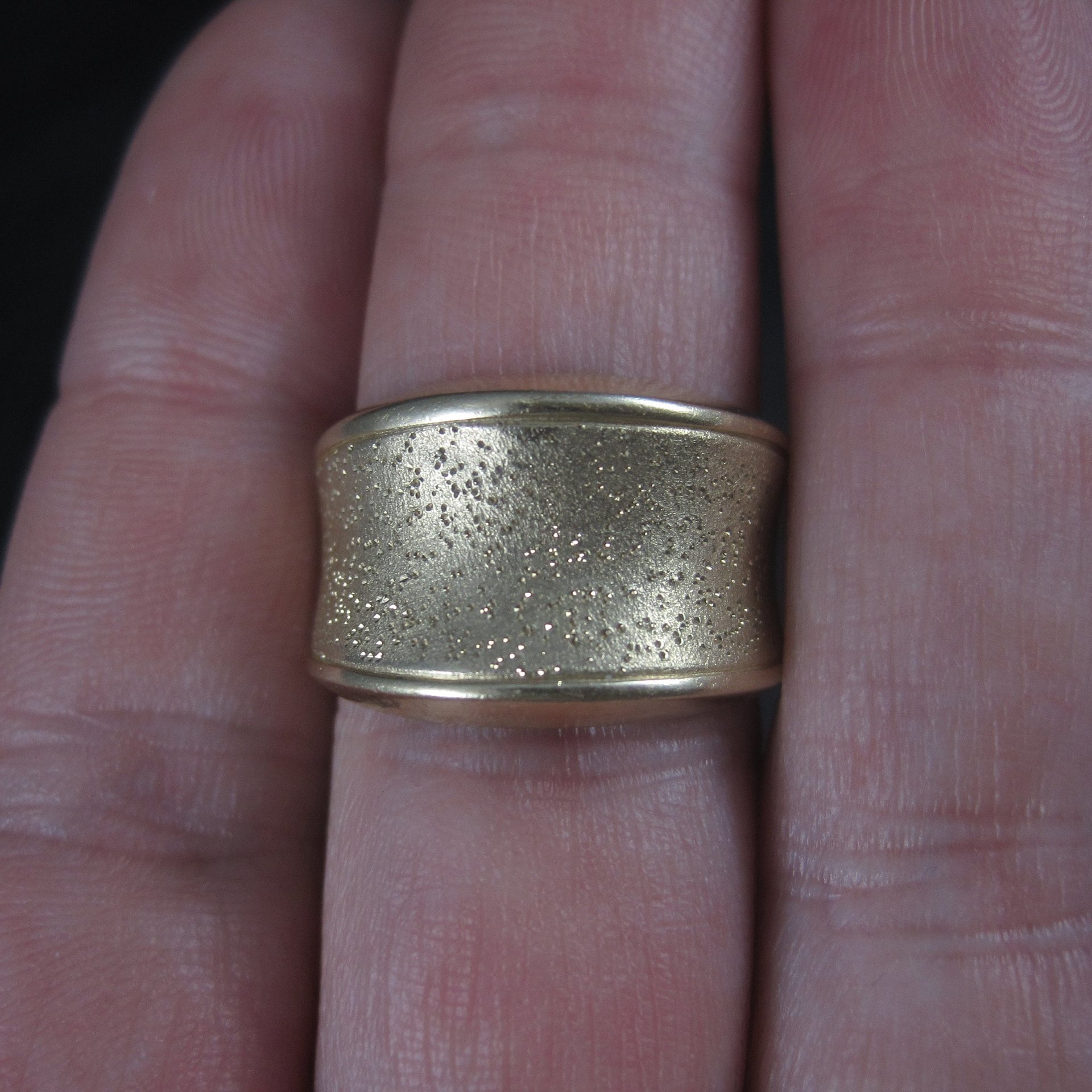 Wide Vintage 18K Vermeil Sterling Textured Ring Charles Garnier Size 7
