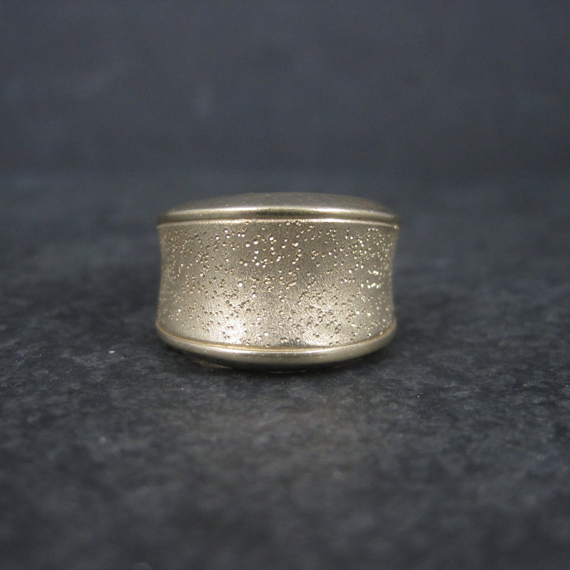 Wide Vintage 18K Vermeil Sterling Textured Ring Charles Garnier Size 7