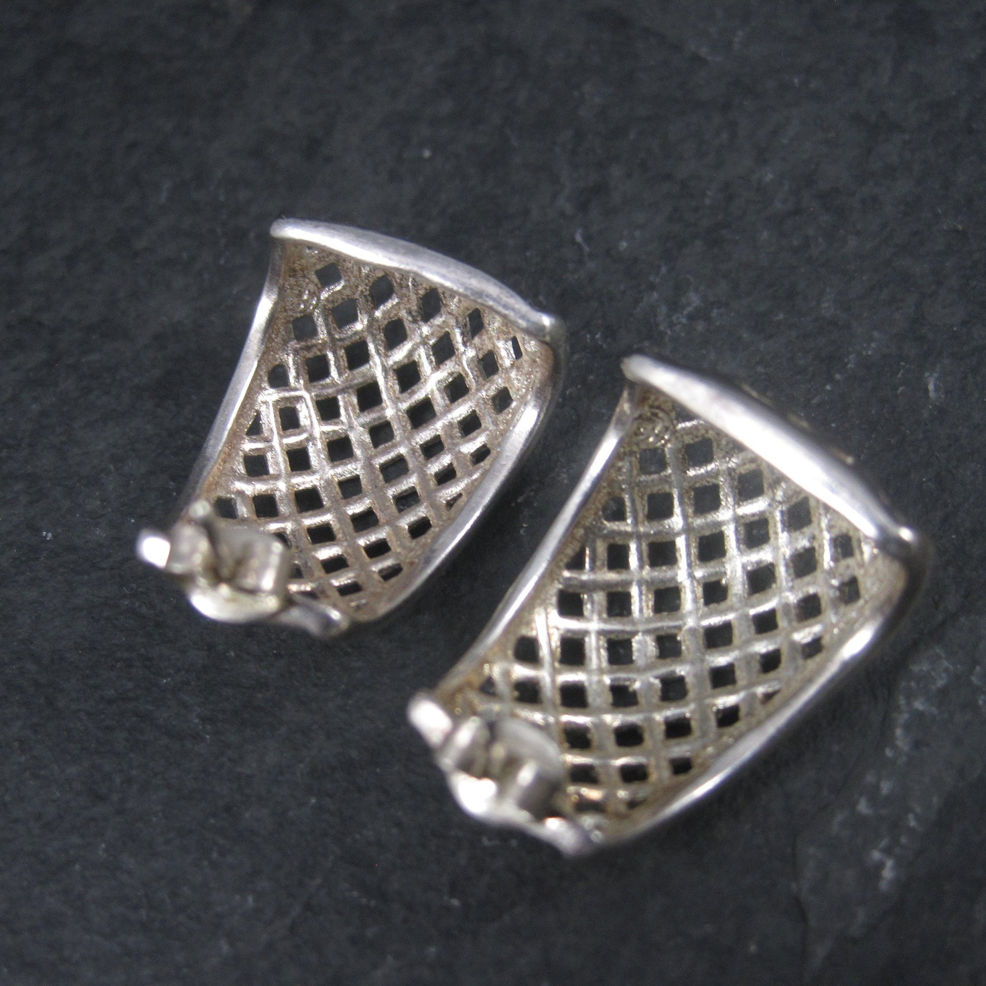 Vintage Sterling Woven Half Hoop Earrings